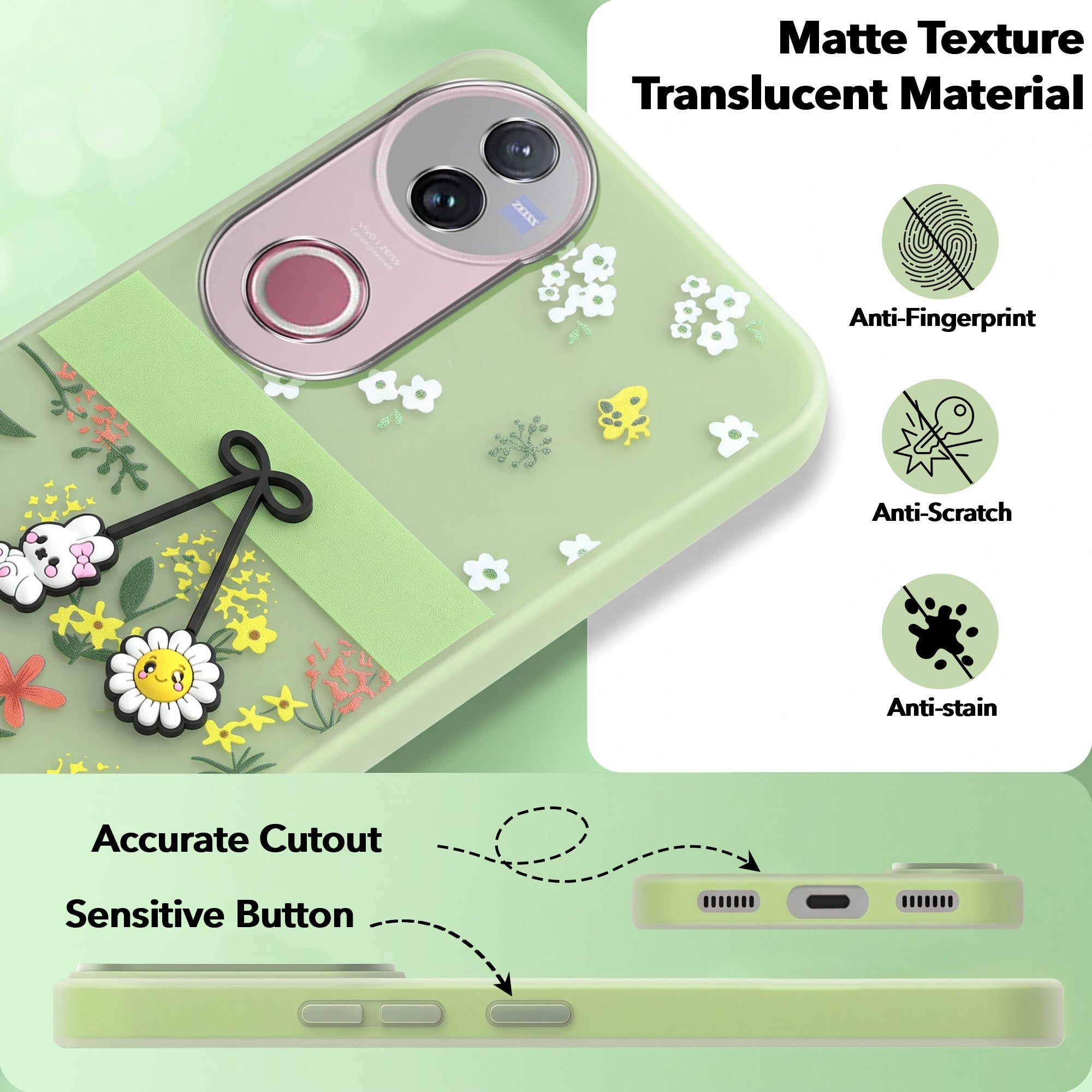 For Vivo T4R Back Cover Case (3D Cute Cartoons | Hard Back Side Soft | Matte Premium Finish | HD Printing)