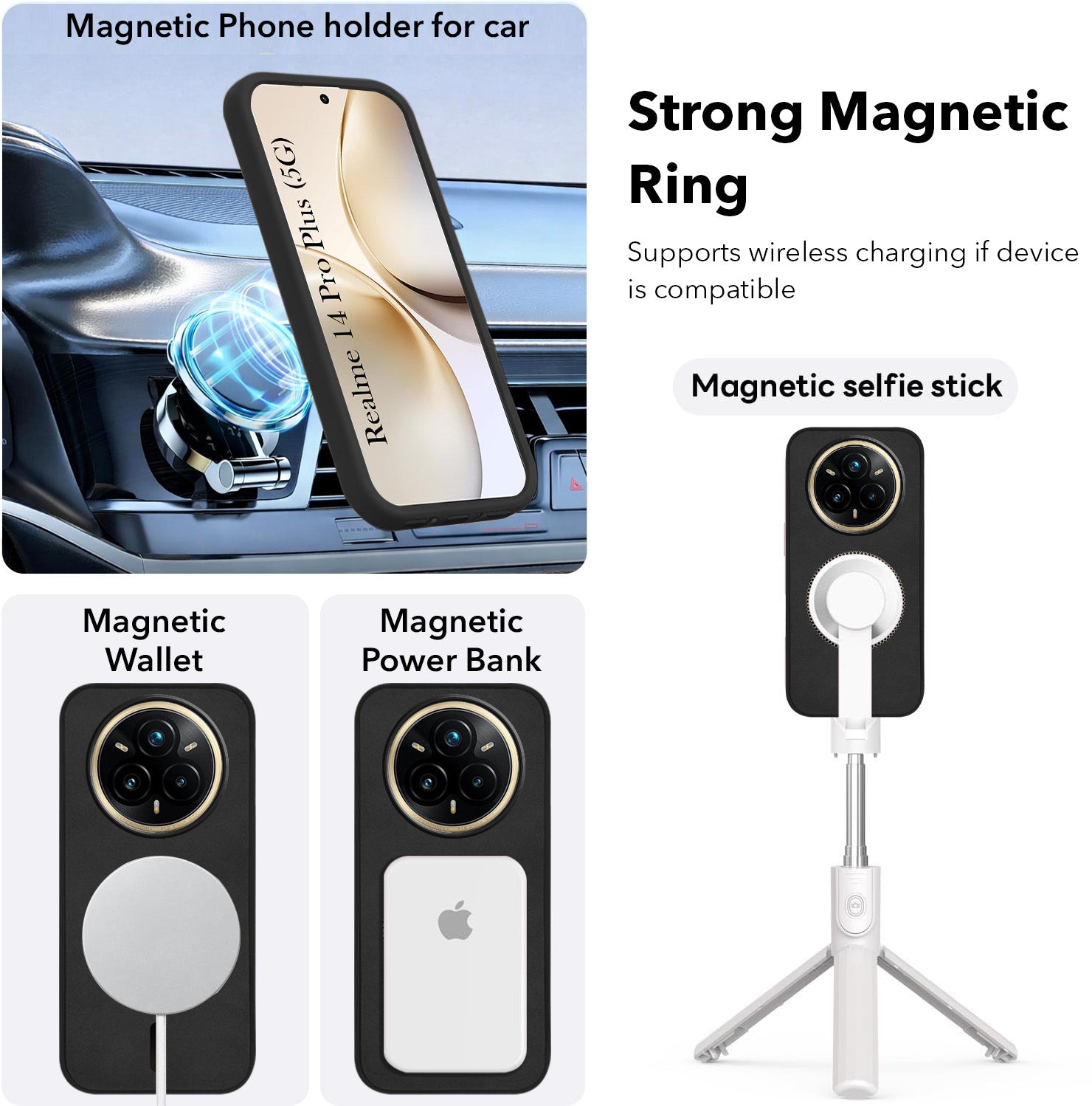 For Realme 14 Pro Plus 5G Back Cover Case Leather Finish (MagSafe Compatible Wireless Charging | Soft Touch | Camera Bump Protection)