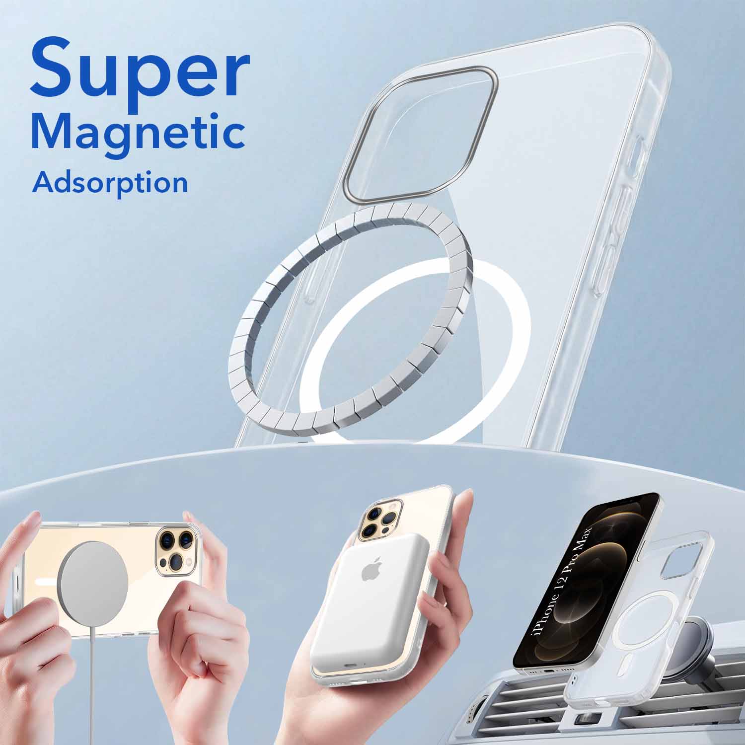 For Apple iPhone 12 Pro Max Back Cover Case Lifetime Anti-Yellow MagSafe Compatible Clear (Sleek Hard Crystal | Shockproof and Camera Protection)