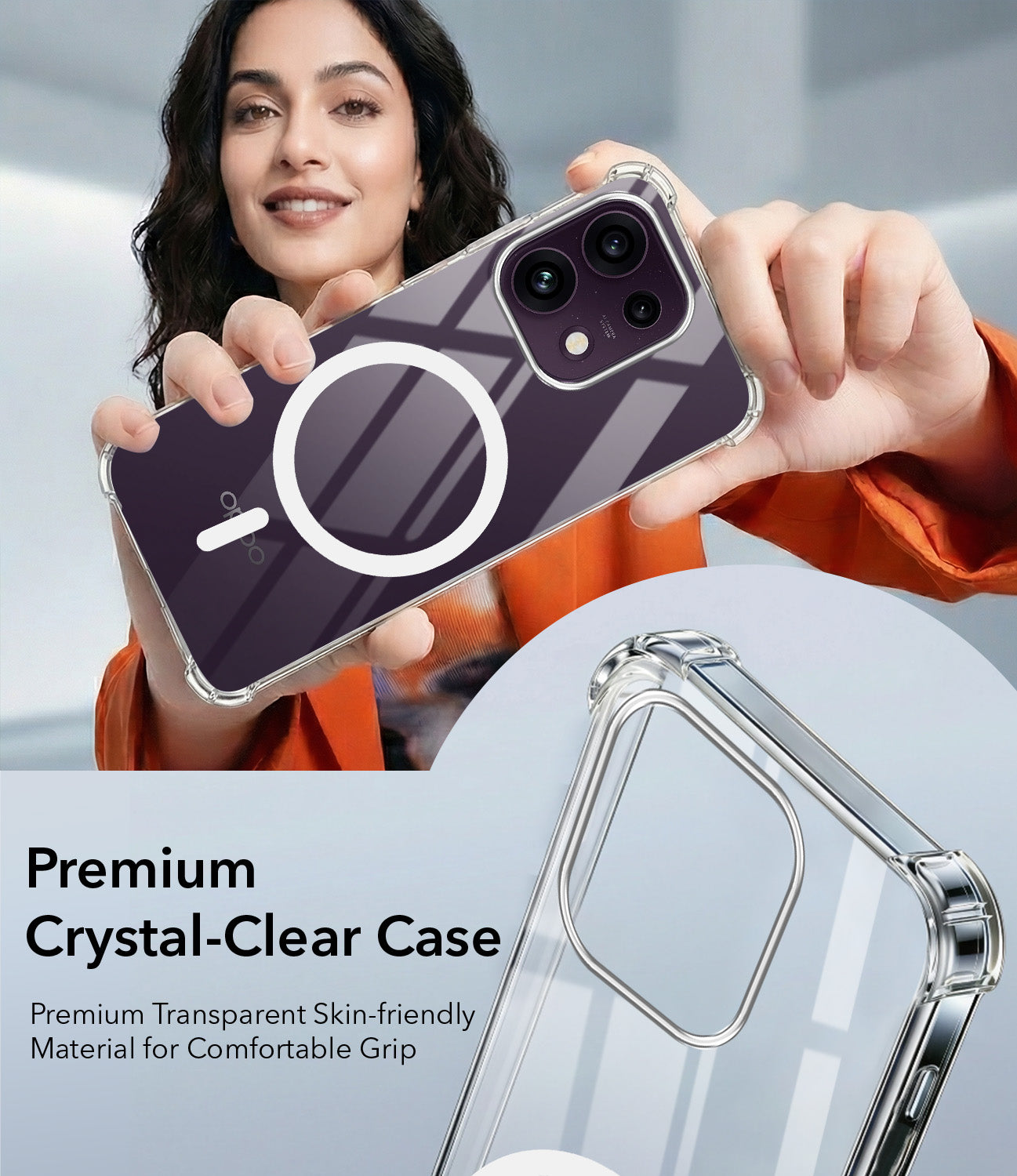 For Oppo Reno 16C 5G Back Cover Shockproof Crystal-Clear (Magsafe Wireless Support | Drop & Camera Protection | Hard Polycarbonate)