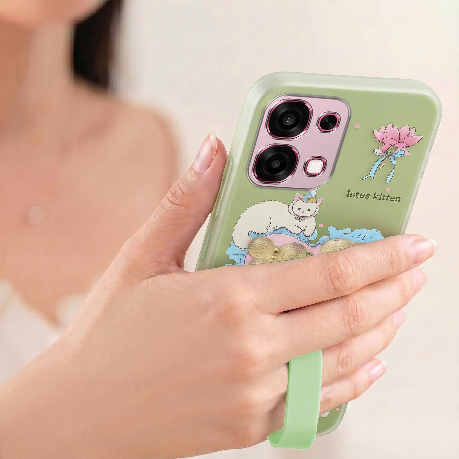 For Oppo F31 5G | Oppo F33 5G Back Cover Case (3D Cute Heart Strap Holder | Camera Protection | Designer Girls Print)