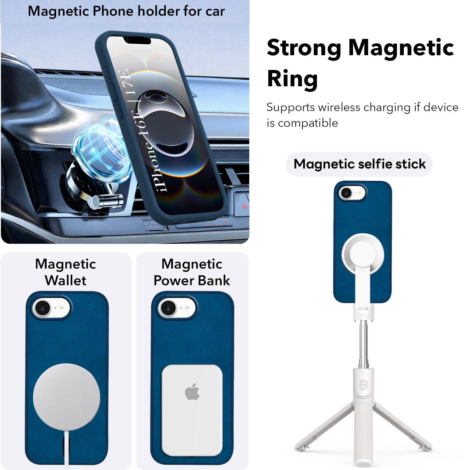 For Apple iPhone 16e | Apple iPhone 17e Back Cover Case Leather Finish (MagSafe Compatible Wireless Charging | Soft Touch | Camera Bump Protection)