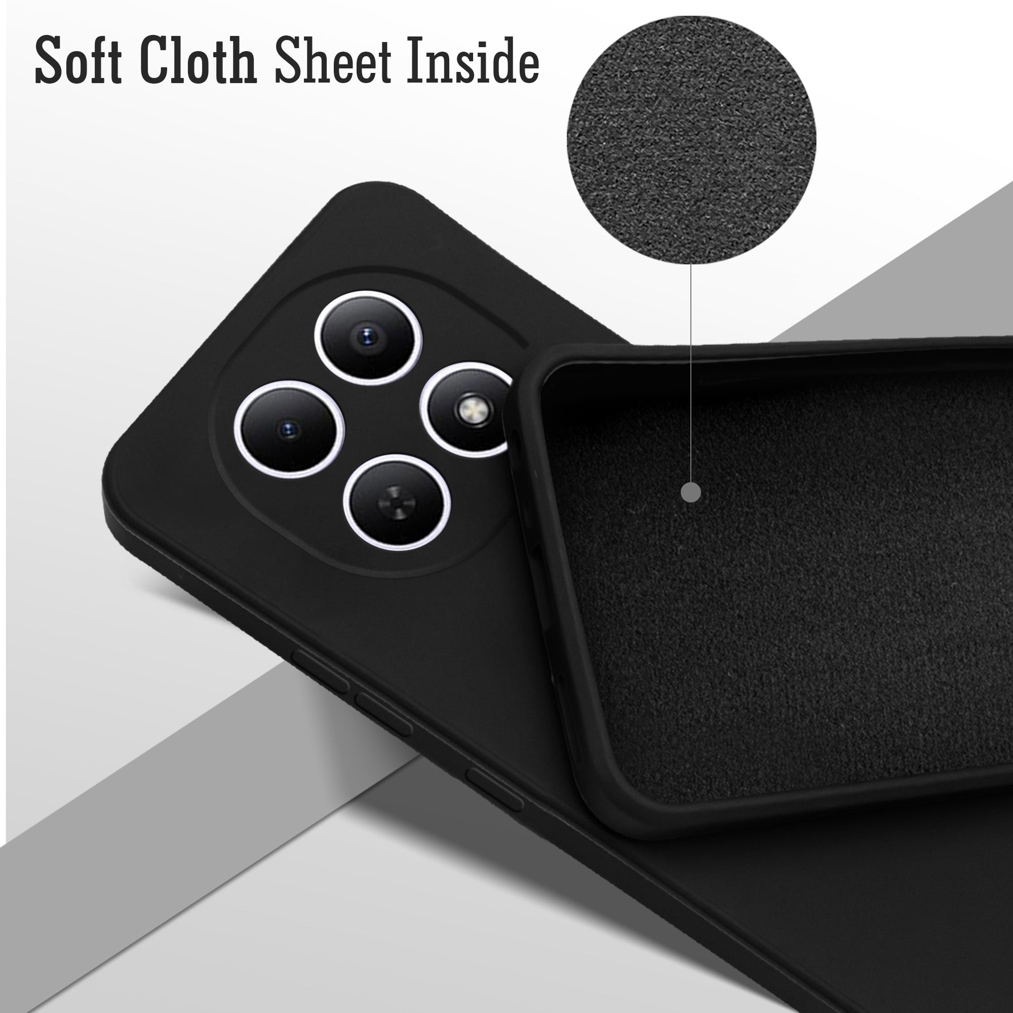 For Xiaomi Redmi Note 15 5G Back Cover Case (Matte Finish Silicone with Inside Fiber cloth)
