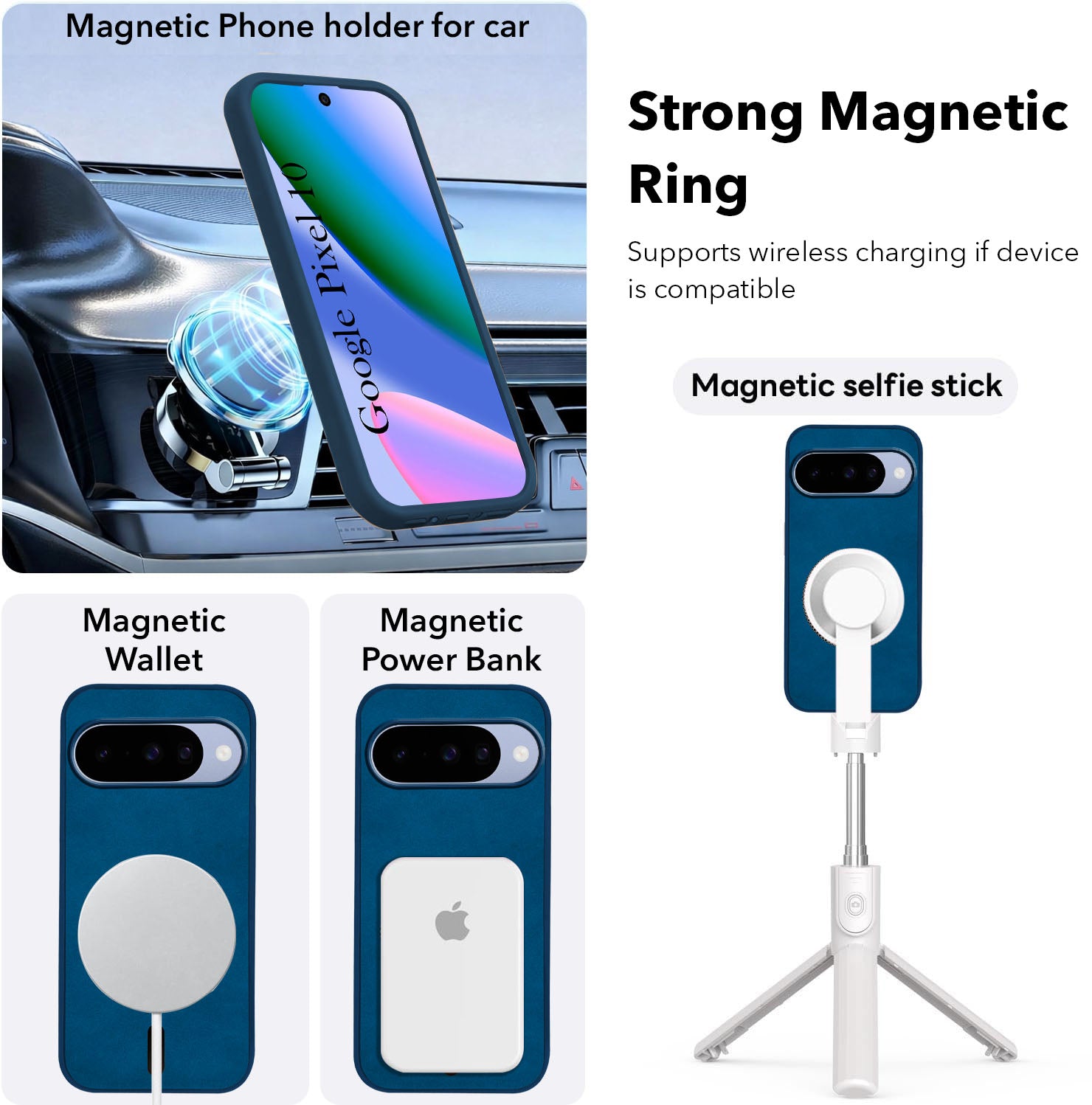 For Google Pixel 10 Back Cover Case Leather Finish (MagSafe Compatible Wireless Charging | Soft Touch | Camera Bump Protection)