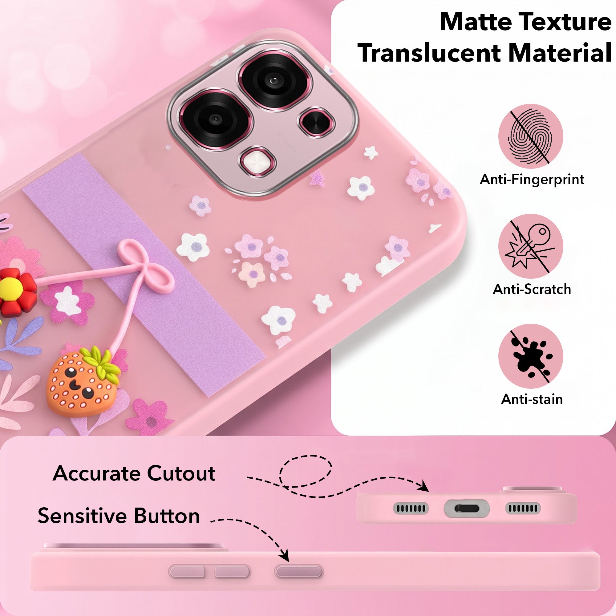 For Oppo F31 5G | Oppo F33 5G Back Cover Case (3D Cute Cartoons | Hard Back Side Soft | Matte Premium Finish | HD Printing)