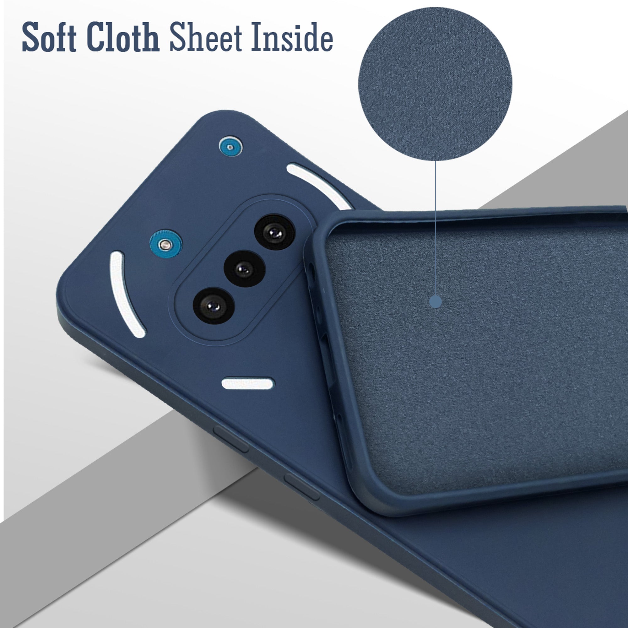 For Nothing Phone 3A Back Cover Case (Matte Finish Silicone with Inside Fiber cloth)