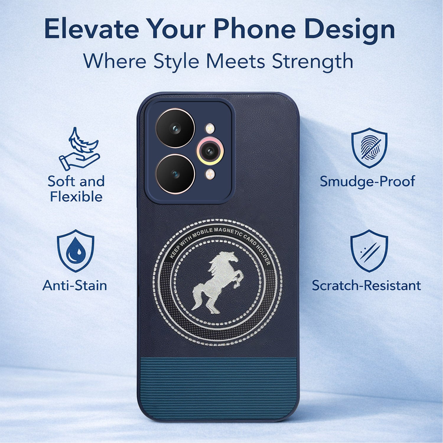 For Realme 15 Pro Back Cover Case PU Leather Finish (Professional Minimalist Texture | MagSafe Compatile | Camera Protection | Sleek Sober Formal)