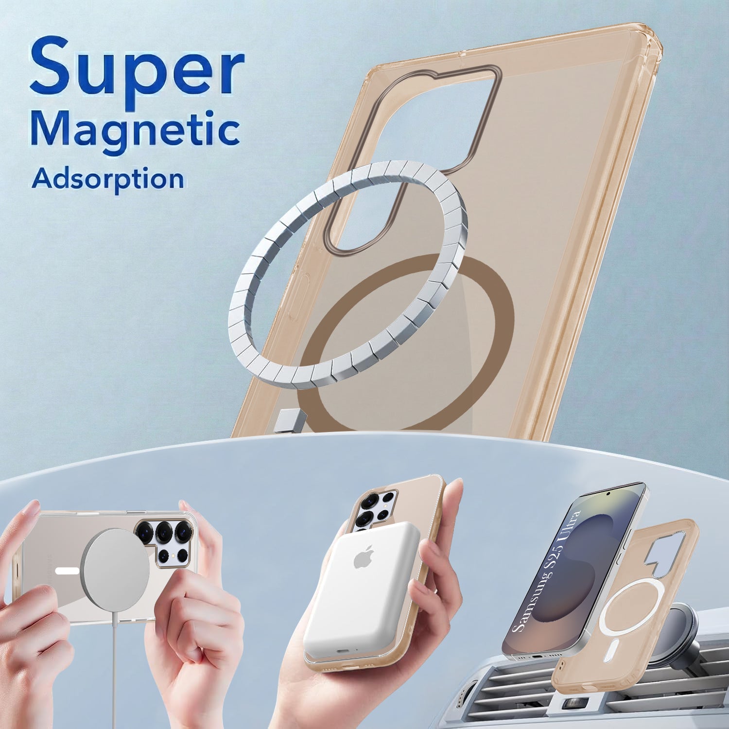 For Samsung Galaxy S25 Ultra Back Cover Case  Lifetime Anti-Yellow MagSafe Compatible Clear (Sleek Hard Crystal | Shockproof and Camera Protection)