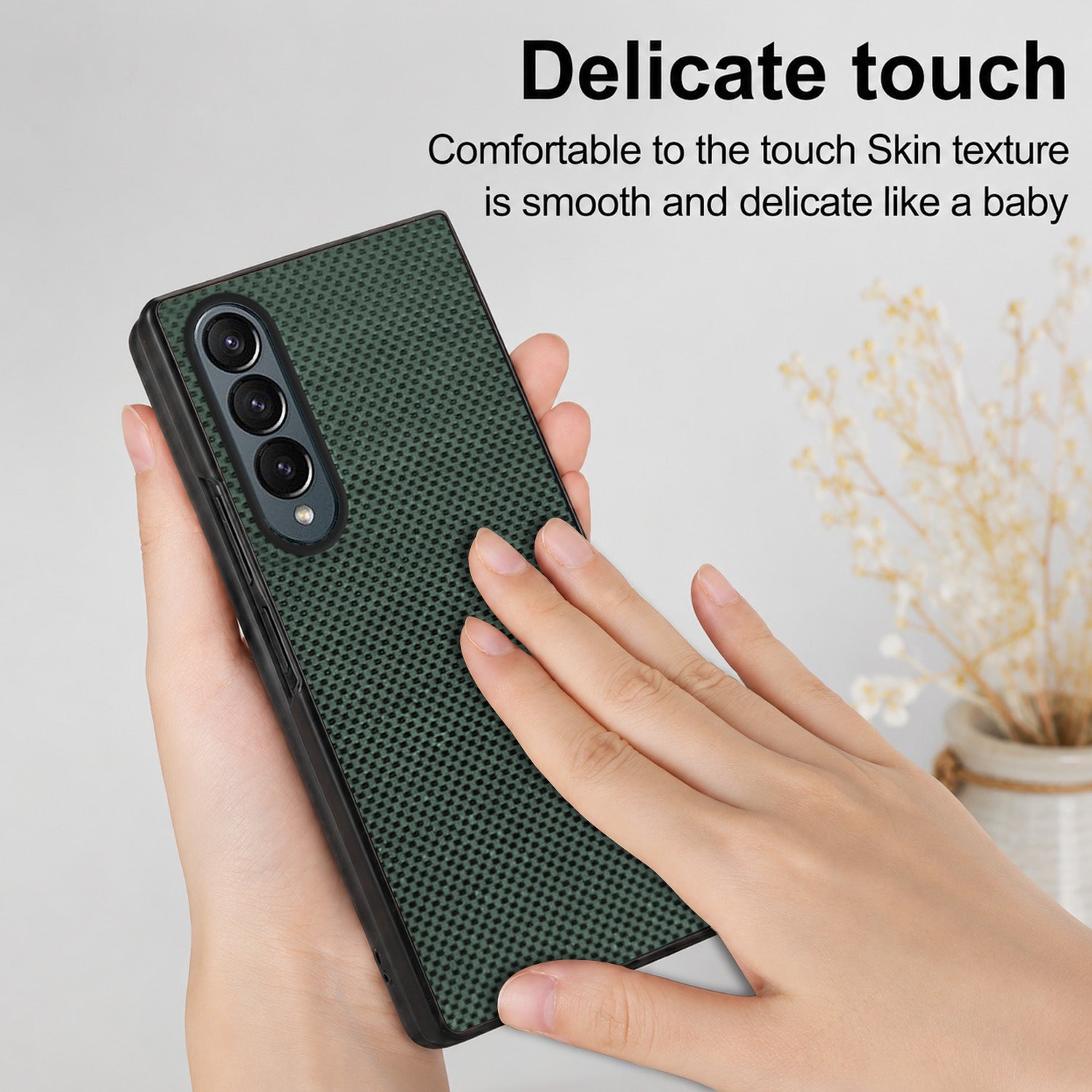 For Samsung Galaxy Z Fold 4 5G Back Flip Case Cover (Craft Printed Design | Hybrid Texture | Inside Microfiber Cloth)