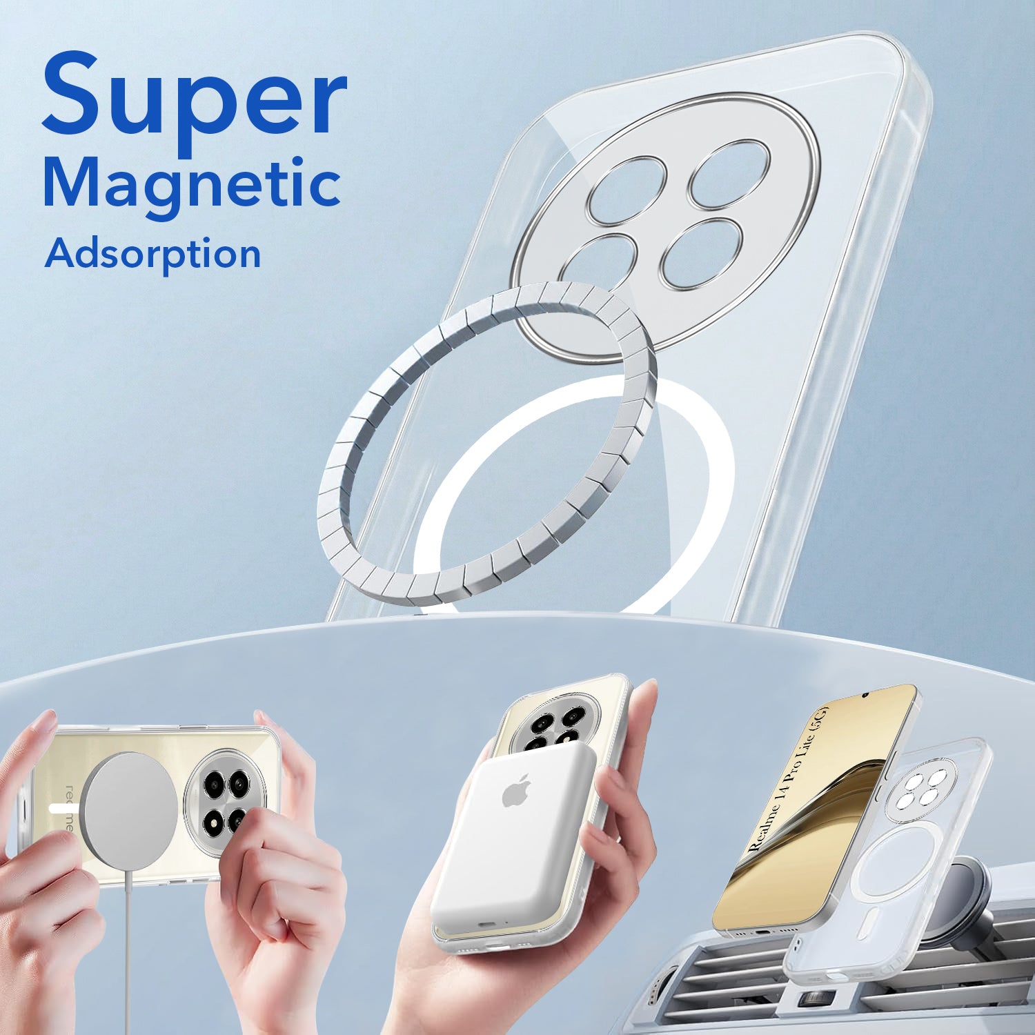 For Realme 14 Pro Lite Back Cover Case Lifetime Anti-Yellow MagSafe Compatible Clear (Sleek Hard Crystal | Shockproof and Camera Protection)