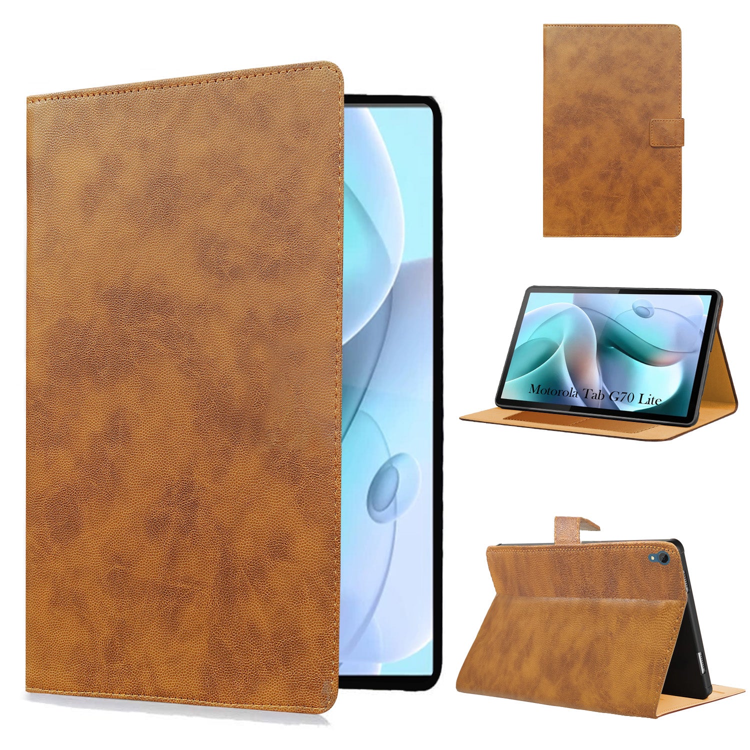 For Motorola Moto Tab G70 Lite 11 Inch Flip Cover Folio Cover (PU Leather | Multi-Angle Smart Stand | Card Storage Slots | Silicone Back Pouch)