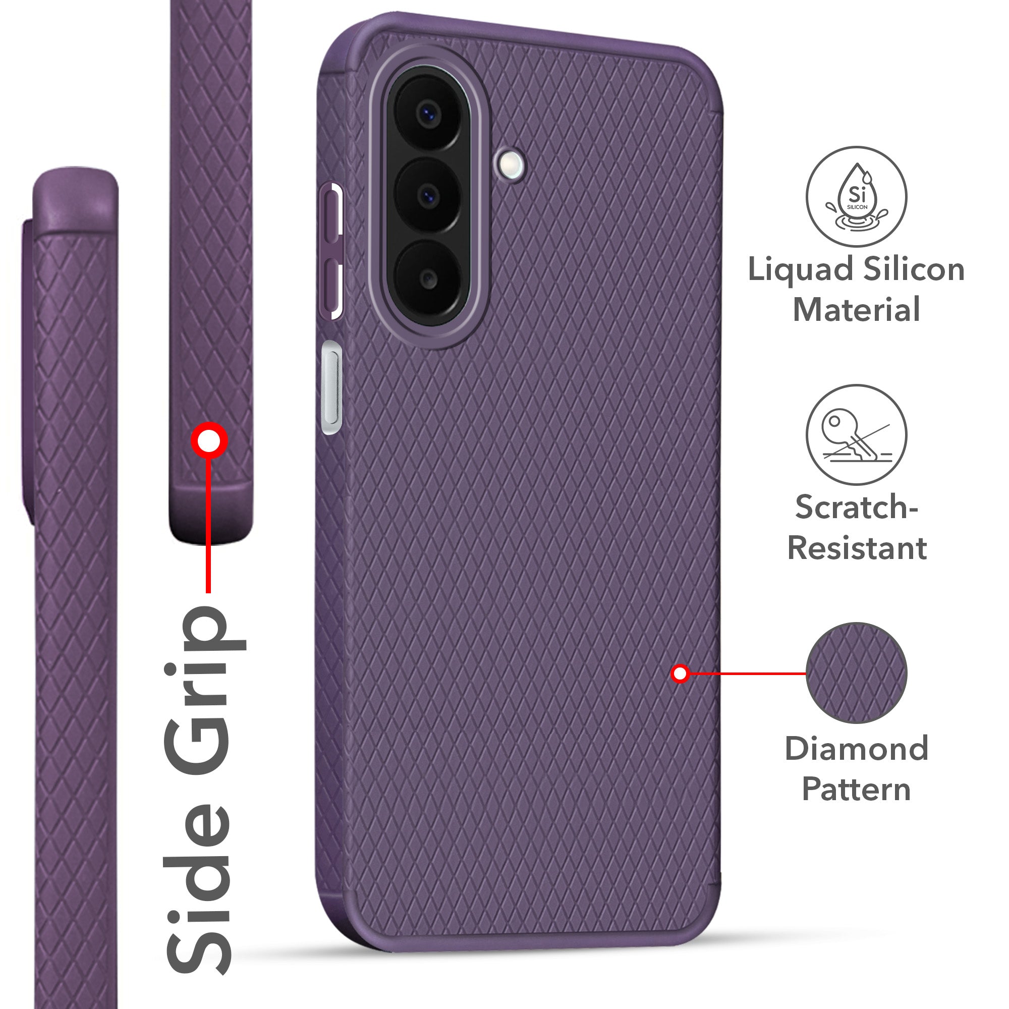 For Samsung Galaxy A27 5G | Samsung Galaxy M47 5G Back Cover Case Liquid Silicone (Camera Protection | Side Grip Texture | Soft and Flexible)