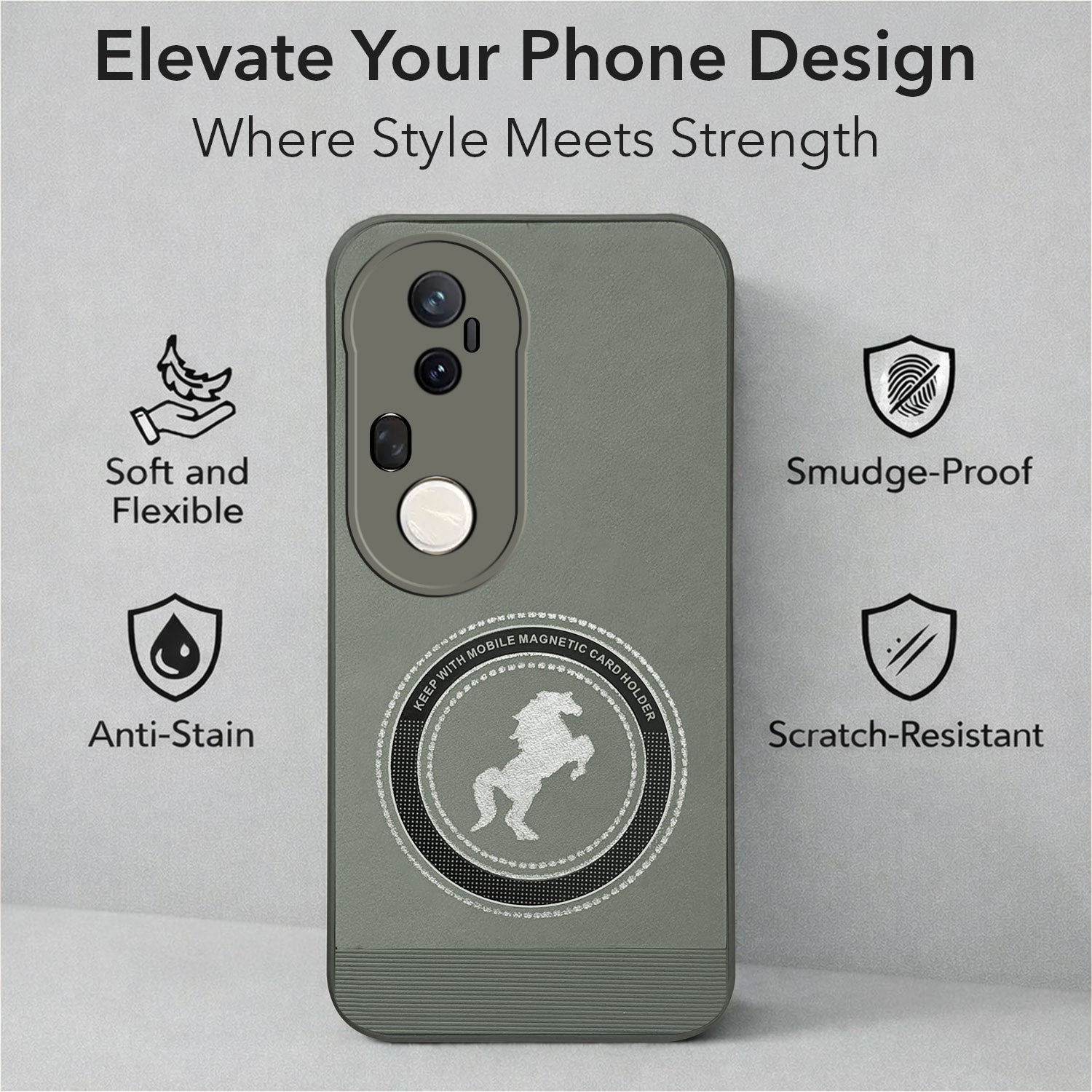 For Vivo T4 Ultra Back Cover Case PU Leather Finish (Professional Minimalist Texture | MagSafe Compatile | Camera Protection | Sleek Sober Formal)