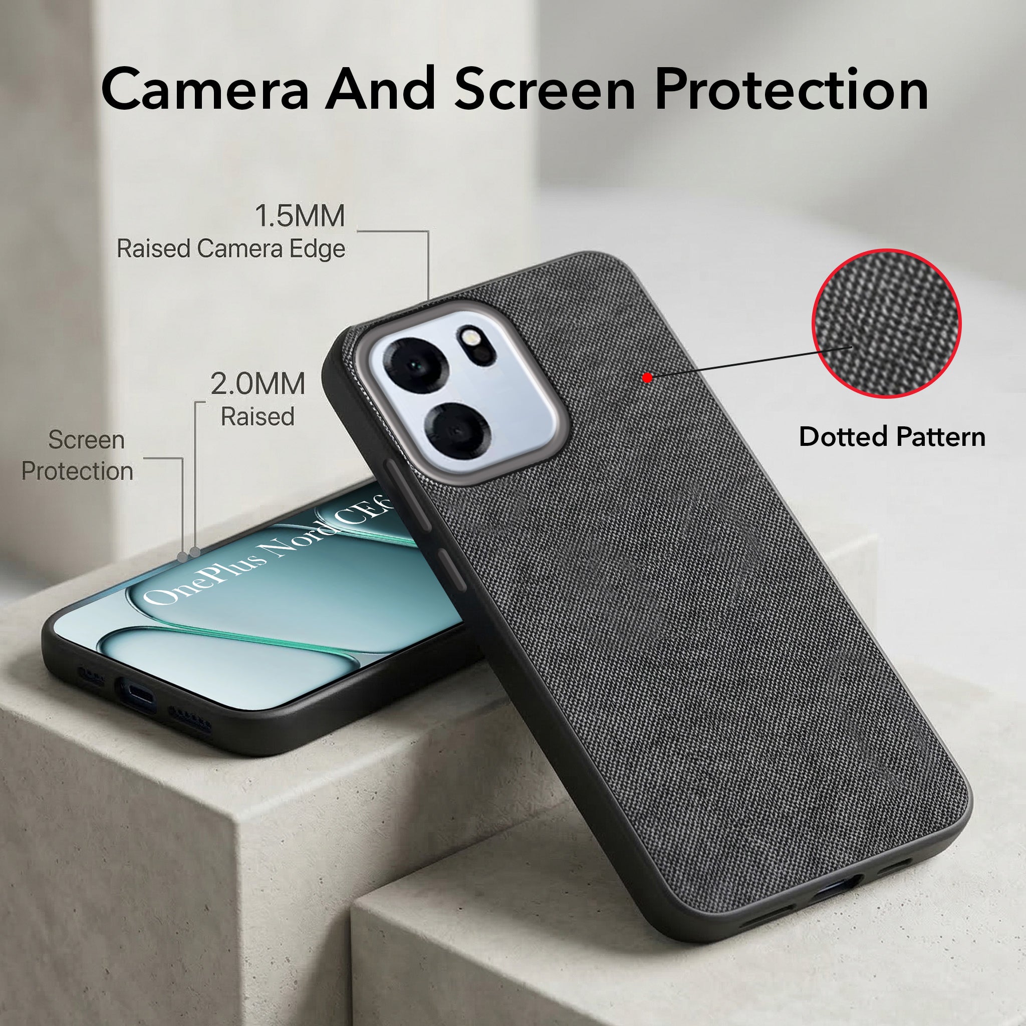 For Oneplus Nord CE 6 Combo (Textured Grip Design | Micro-Fiber Cloth Inside | Oleophobic Coating Screen Glass)