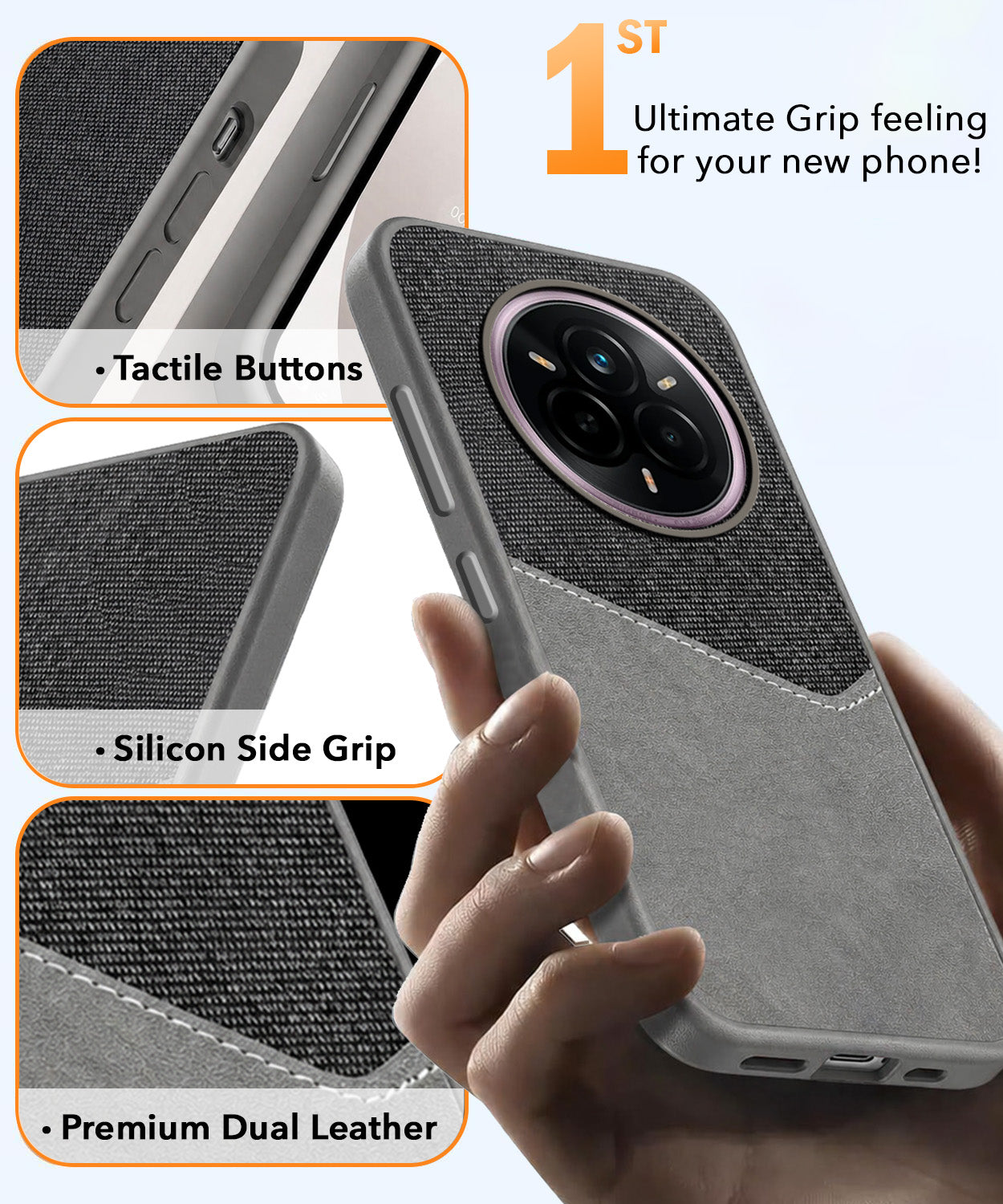 For Realme 14 Pro Back Cover Case (Dual PU Leather Stitch | Professional Minimalist | Soft and Flexible)