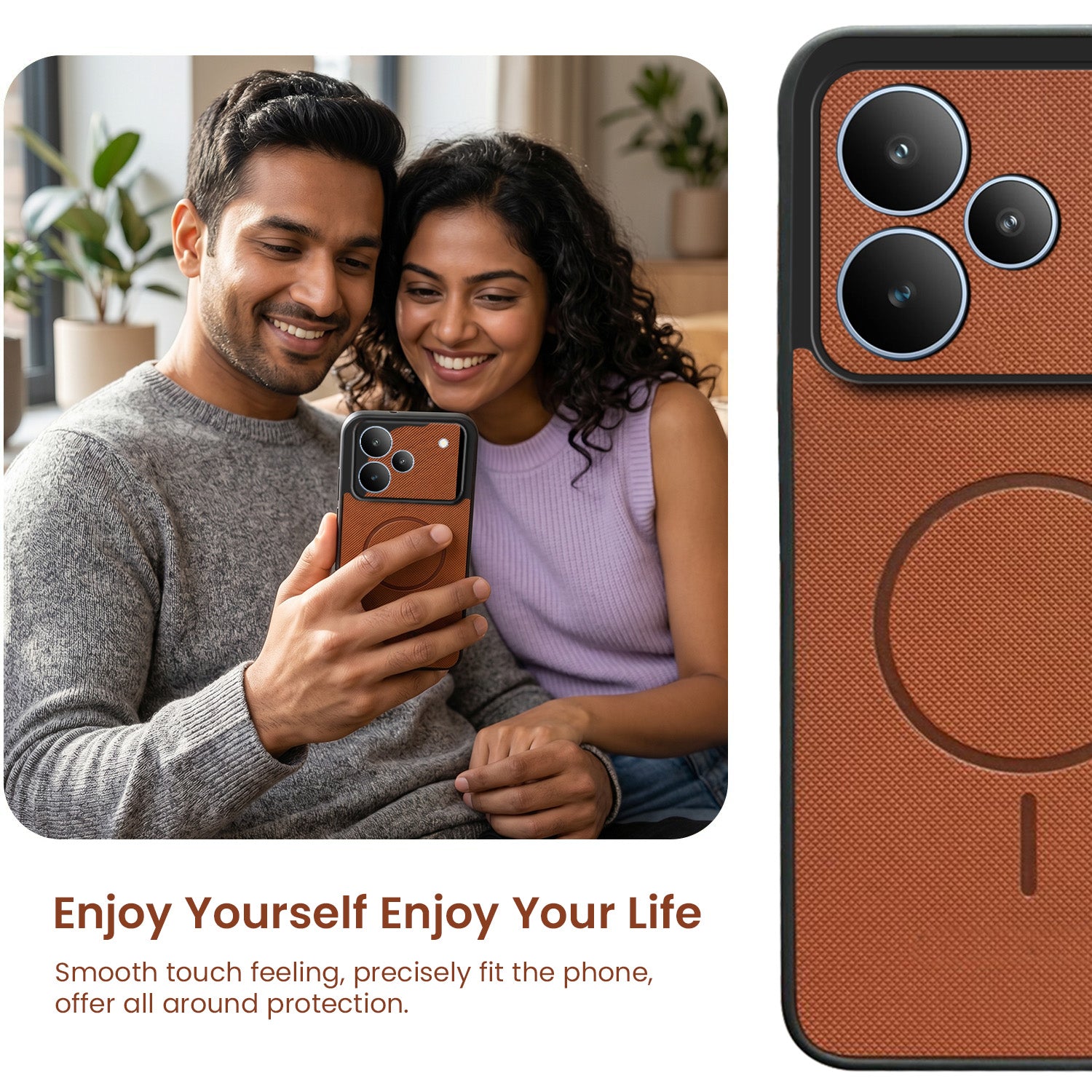 For Realme P4 Back Cover Case PU Leather (Texture Grip Design | Professional Minimalist | Camera Protection | Soft and Flexible)