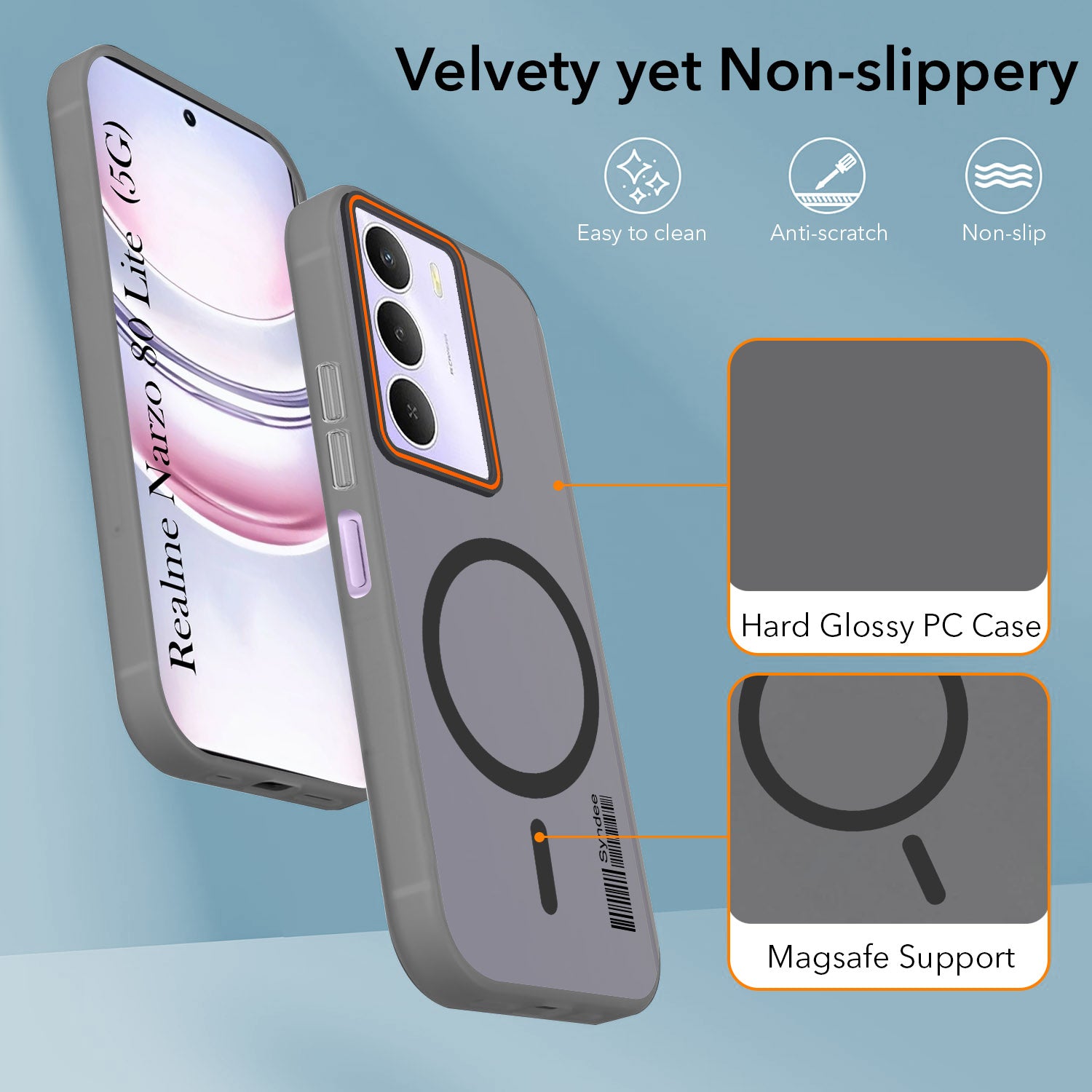 For Realme Narzo 80 Lite 5G Back Cover Case (Soft Touch | Camera Bump Protection | MagSafe Compatible | Matte Finish)