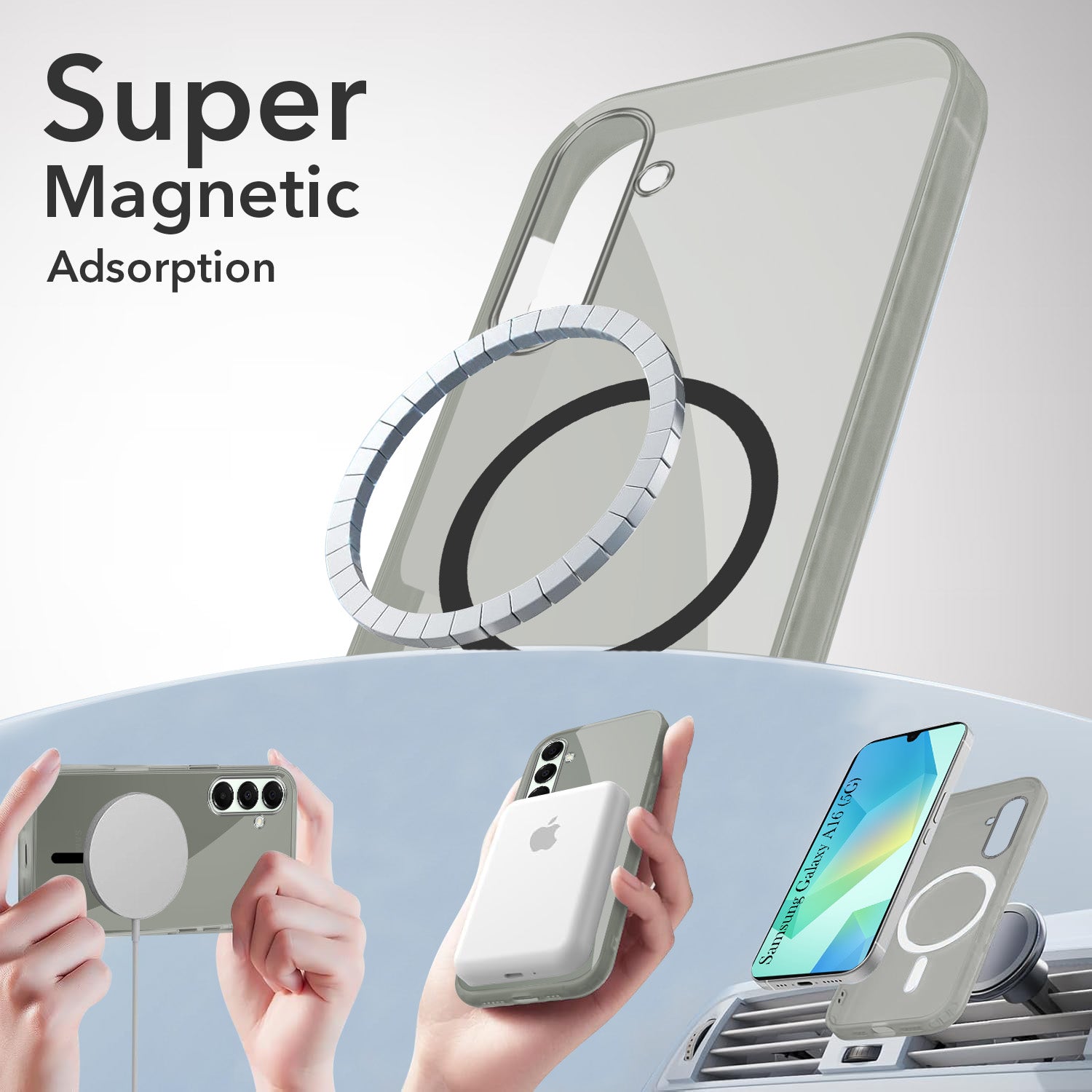 For Samsung Galaxy A16 5G Back Cover Case Lifetime Anti-Yellow MagSafe Compatible Clear (Sleek Hard Crystal | Shockproof and Camera Protection)
