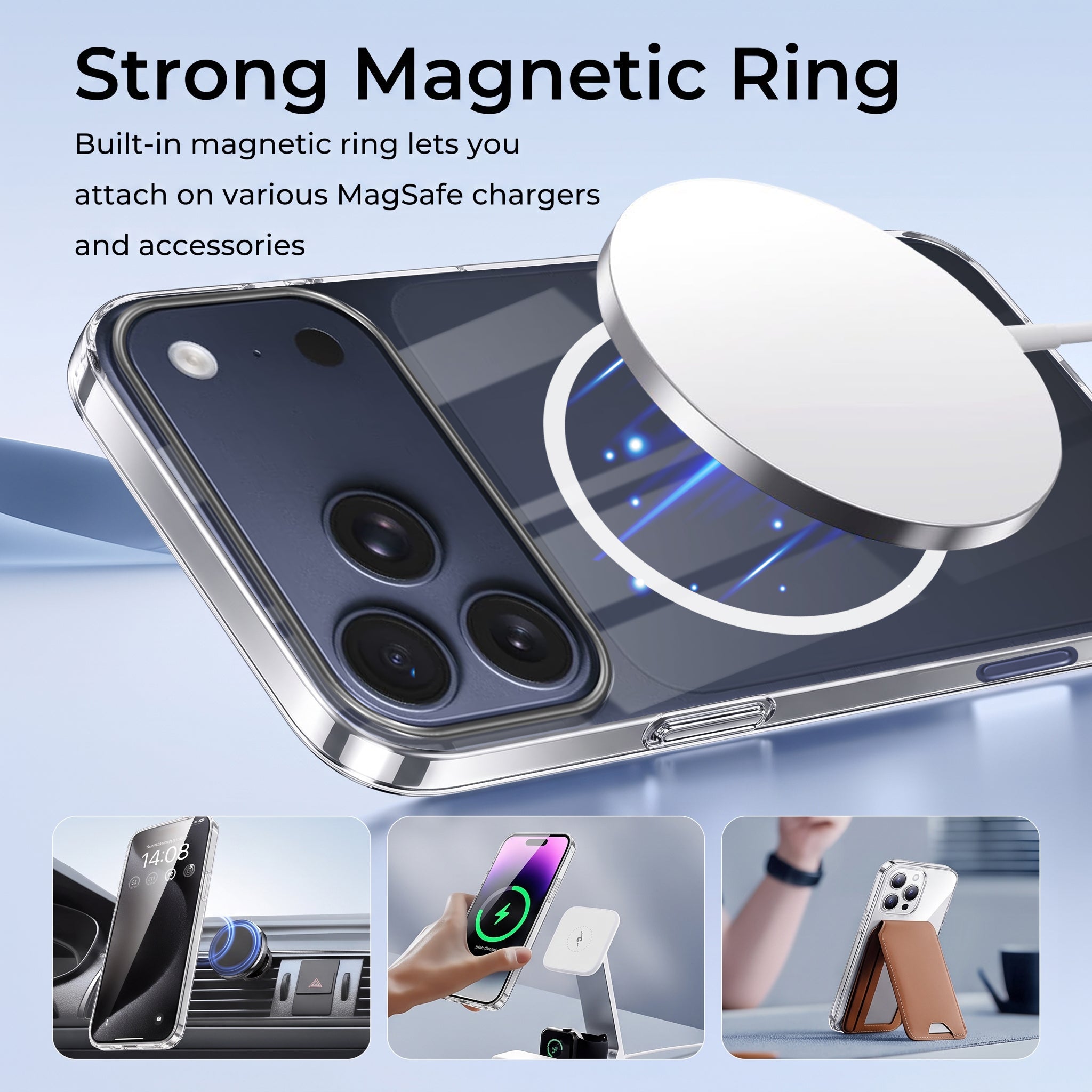 For Apple iPhone 17 Pro Back Case Cover Crystal Anti Yellow (Unbreakable PC | MagSafe Wireless Charging Support |Camera Protection Bump)