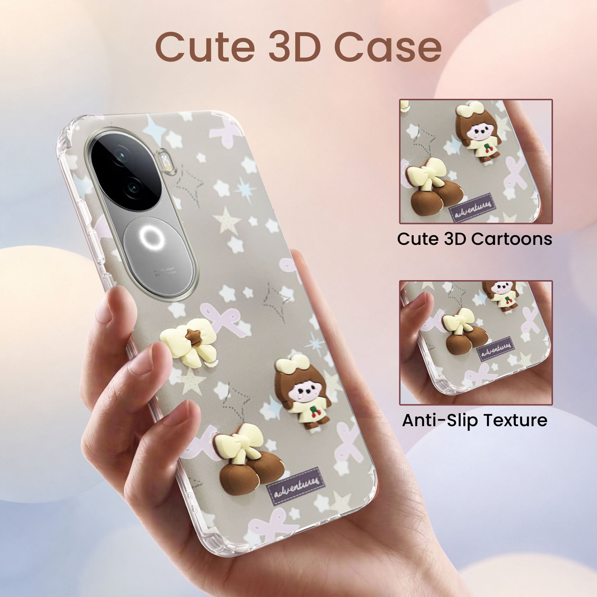 For Vivo iQOO Z9s Back Cover Case (3D Cute Cartoons | Hard Back Side Soft | Matte Premium Finish | HD Printing)