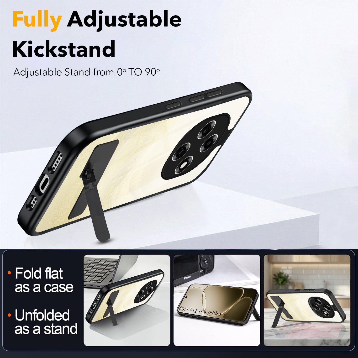 For Oppo F31 Pro Back Cover Case (Built-in Stand | Lifetime Anti Yellow | Kickstand Shockproof | Camera Protection | MagSafe Compatible)