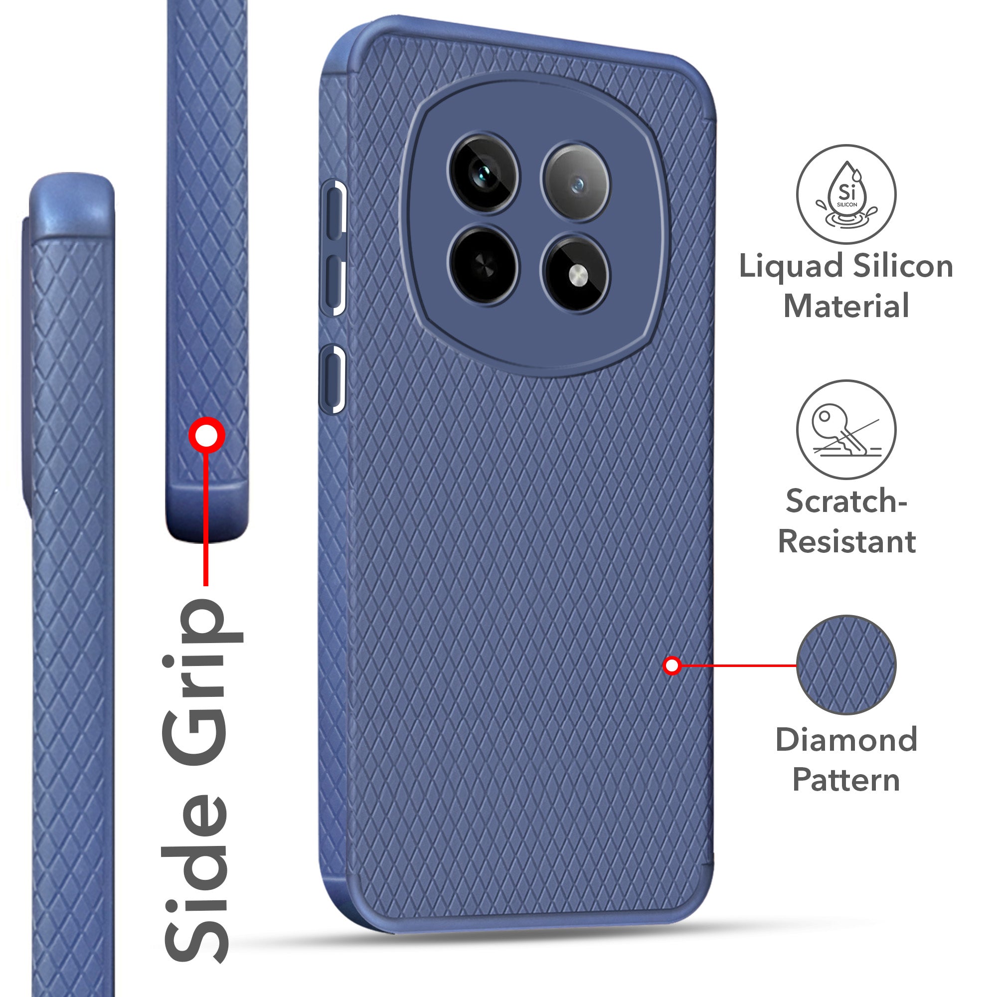 For Realme P2 Pro Back Cover Case (Liquid Silicone | Side Grip | Camera Protection)