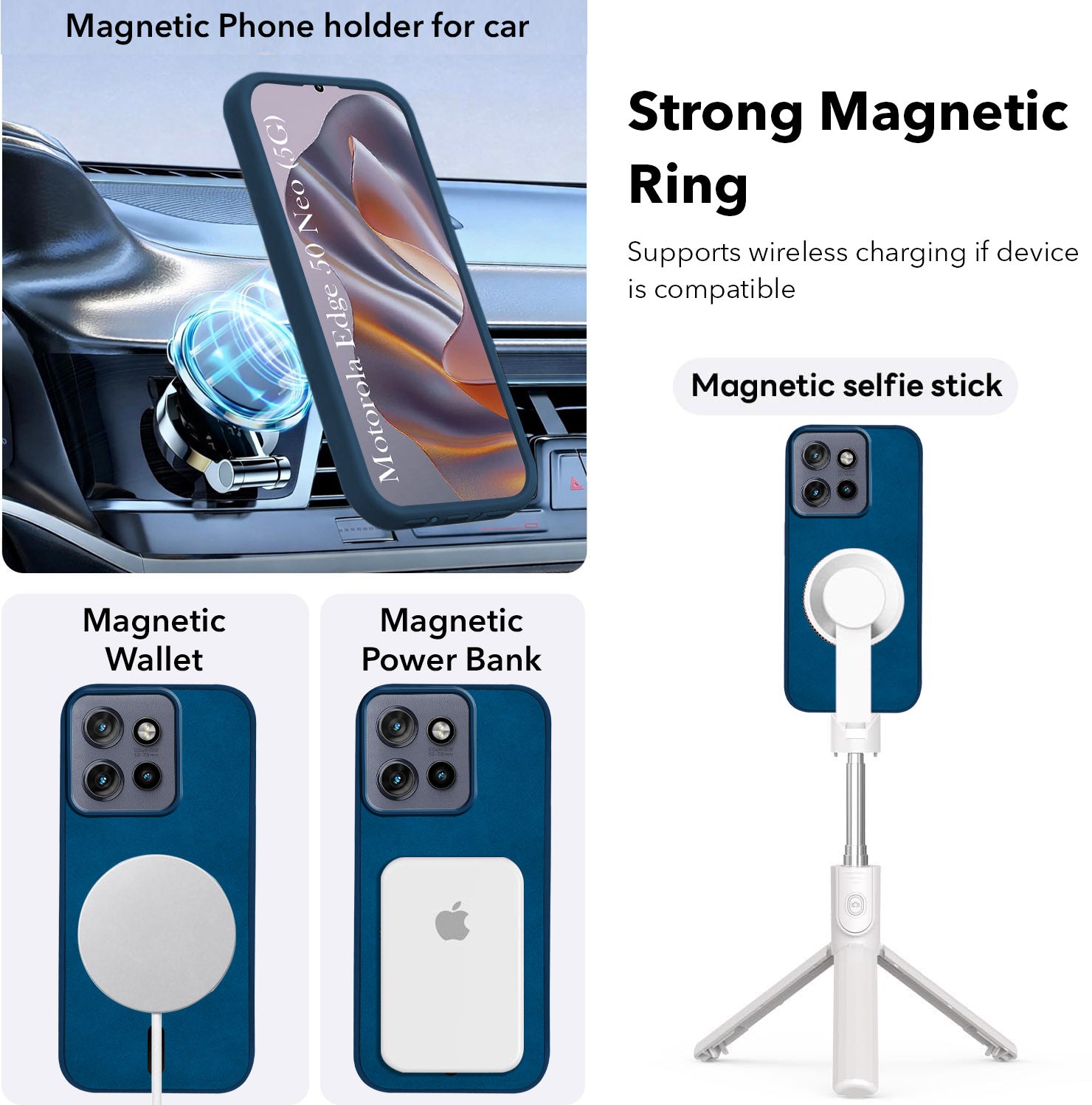 For Motorola Moto Edge 50 Neo Back Cover Case Leather Finish(MagSafe Compatible Wireless Charging | Soft Touch | Camera Bump Protection)