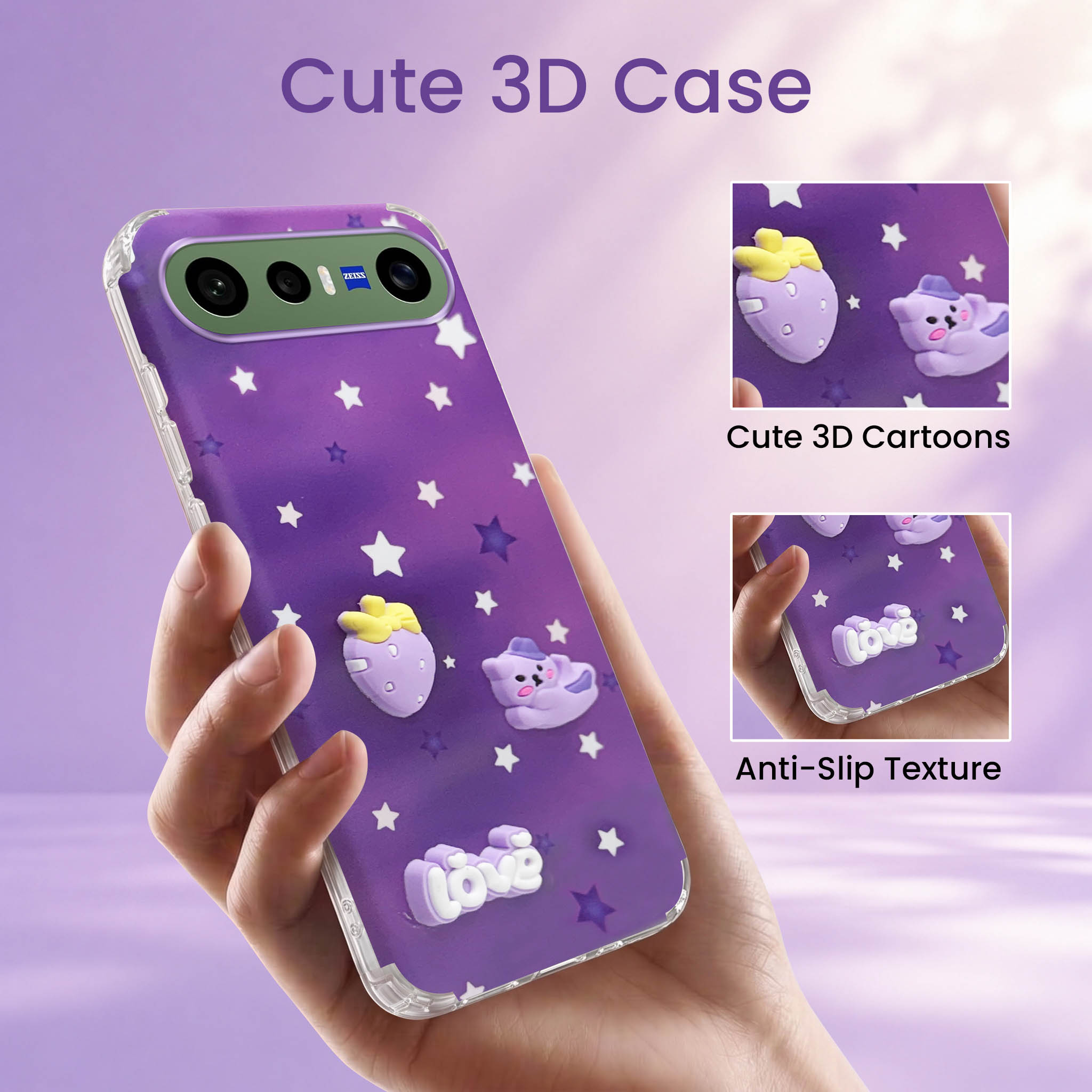 For Vivo X300 FE Back Cover Case (3D Cute Cartoons | Hard Back Side Soft | Matte Premium Finish | HD Printing)