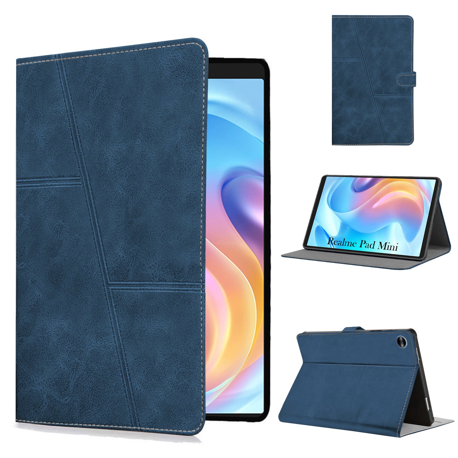 For Realme Pad Mini 8.7 Inch RMP2105/2106 Flip Cover Folio Case (PU Leather | Multi-Angle Smart Stand | Card Storage Slots | Silicone Back Pouch)