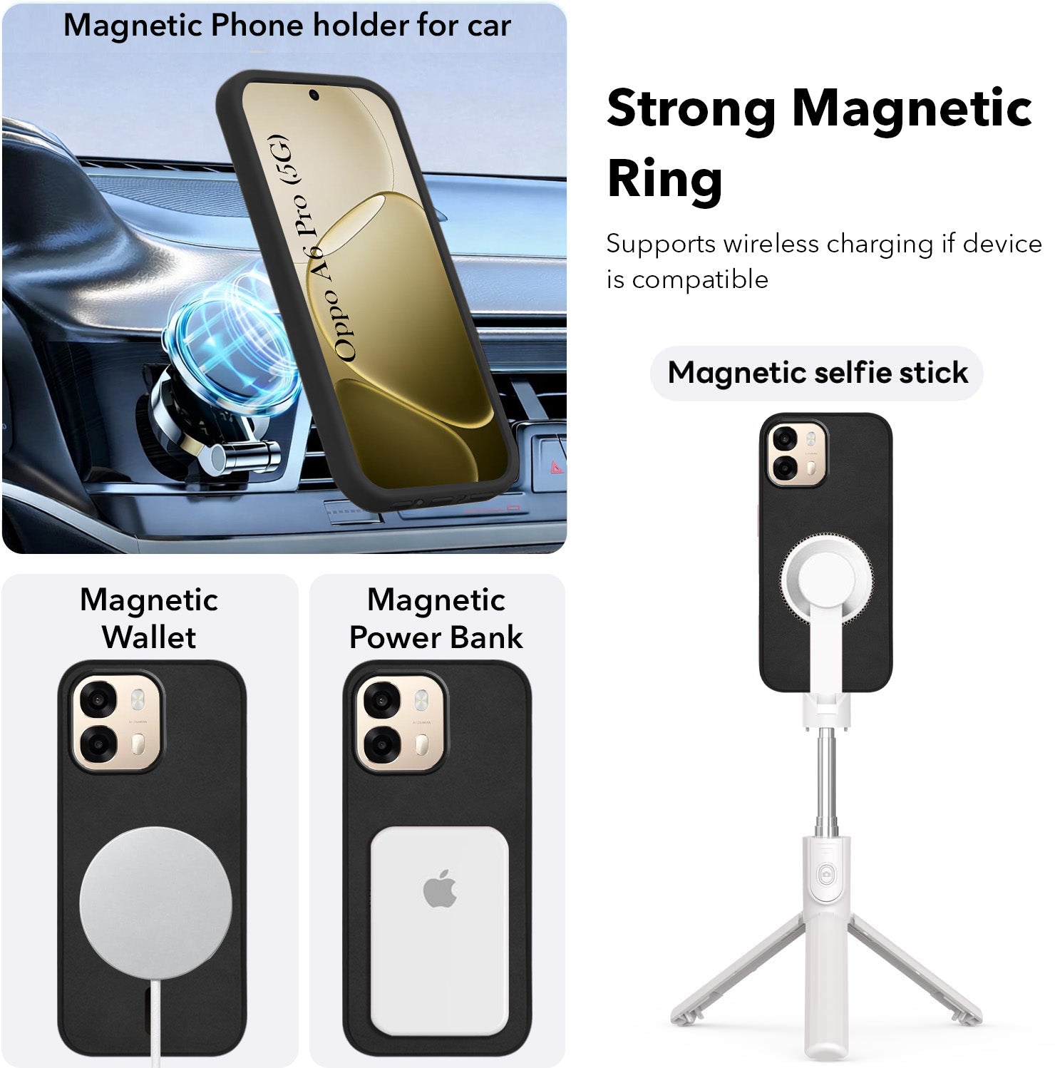 For Oppo A6 Pro Back Cover Case Leather Finish (MagSafe Compatible Wireless Charging | Soft Touch | Camera Bump Protection)