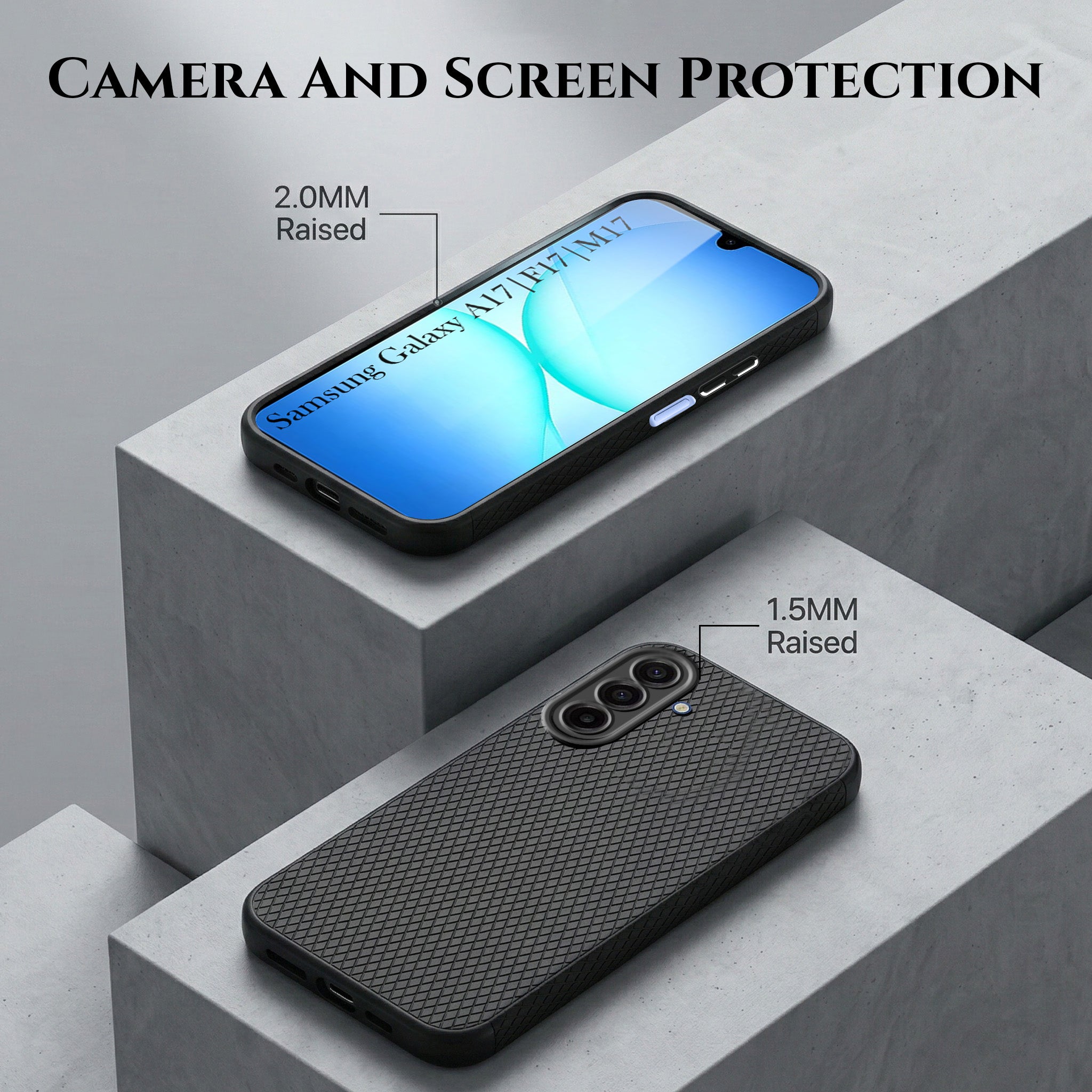 For Samsung Galaxy A17 | Samsung F17 | Samsung M17 5G Combo with Back Cover and 9H Tempered Glass (Liquid Silicone | Camera Protection | Oleophobic Coating Screen Glass)