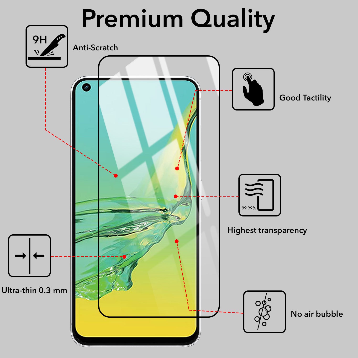 (Pack of 2) Tempered Glass For Oppo A32 Military-Grade Gorilla Screen Protector With Installation Kit | Shatterproof, Full Coverage, HD Clear, Scratch Resistant