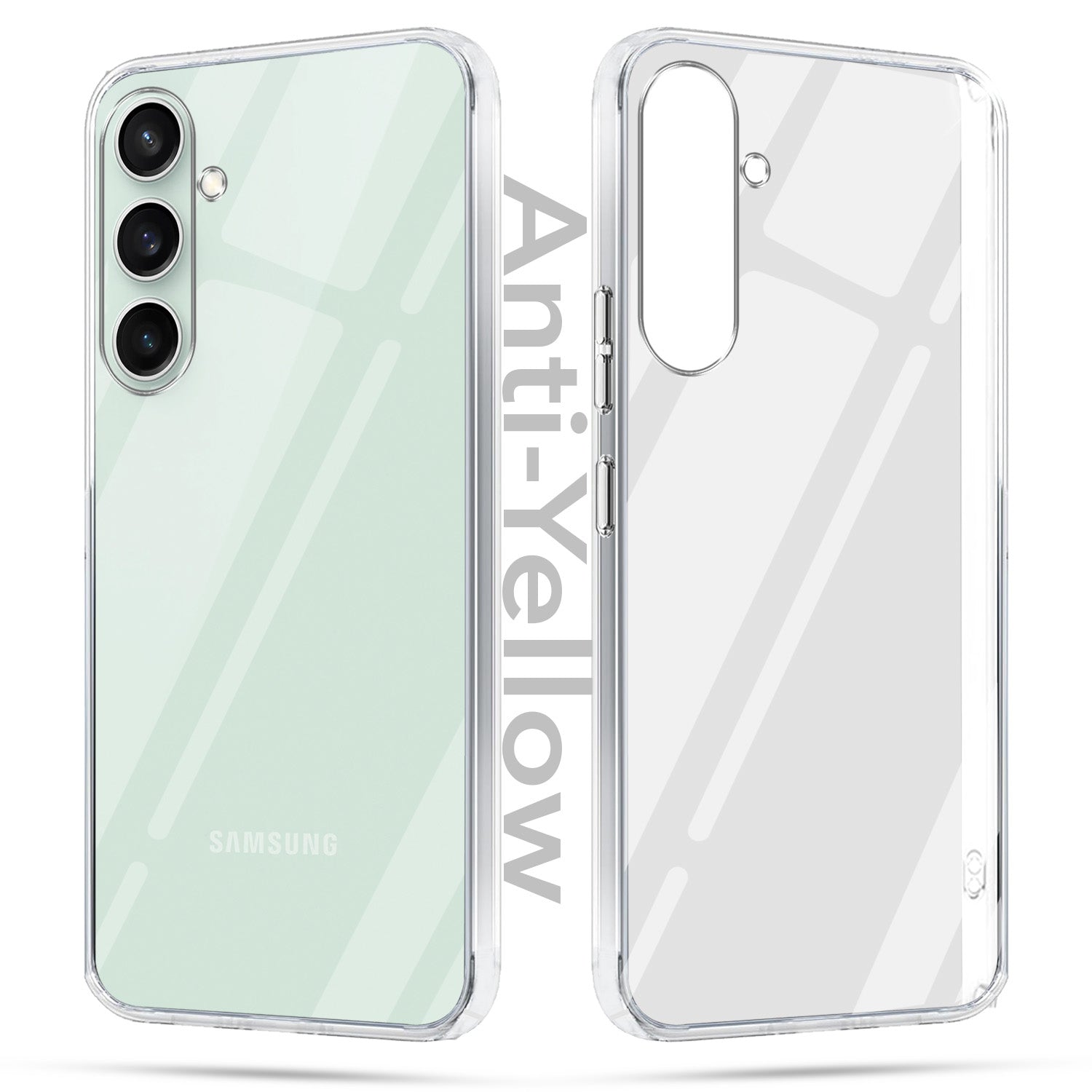 For Samsung Galaxy S23 FE 5G Combo with Back Cover and 9H Tempered Glass (Lifetime Anti-Yellow | Sleek Hard Crystal | Oleophobic Coating Screen Glass)
