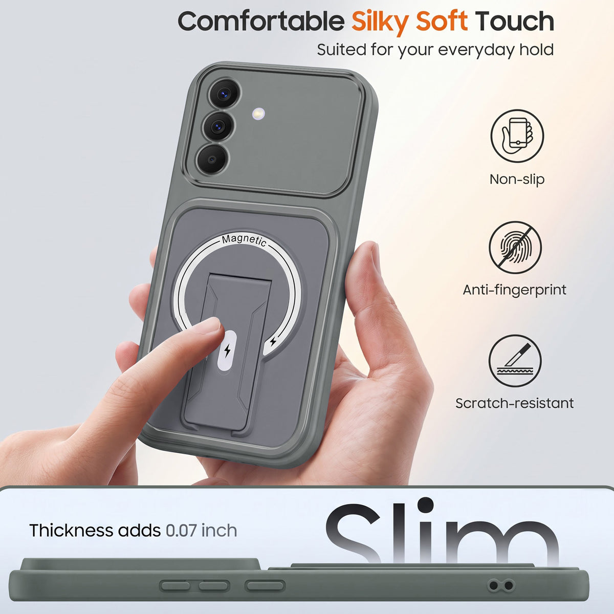 For Samsung Galaxy A57 5G Back Case Cover Metallic (Hybrid Armor Kickstand | MagSafe Compatible | Camera Protection Shockproof)