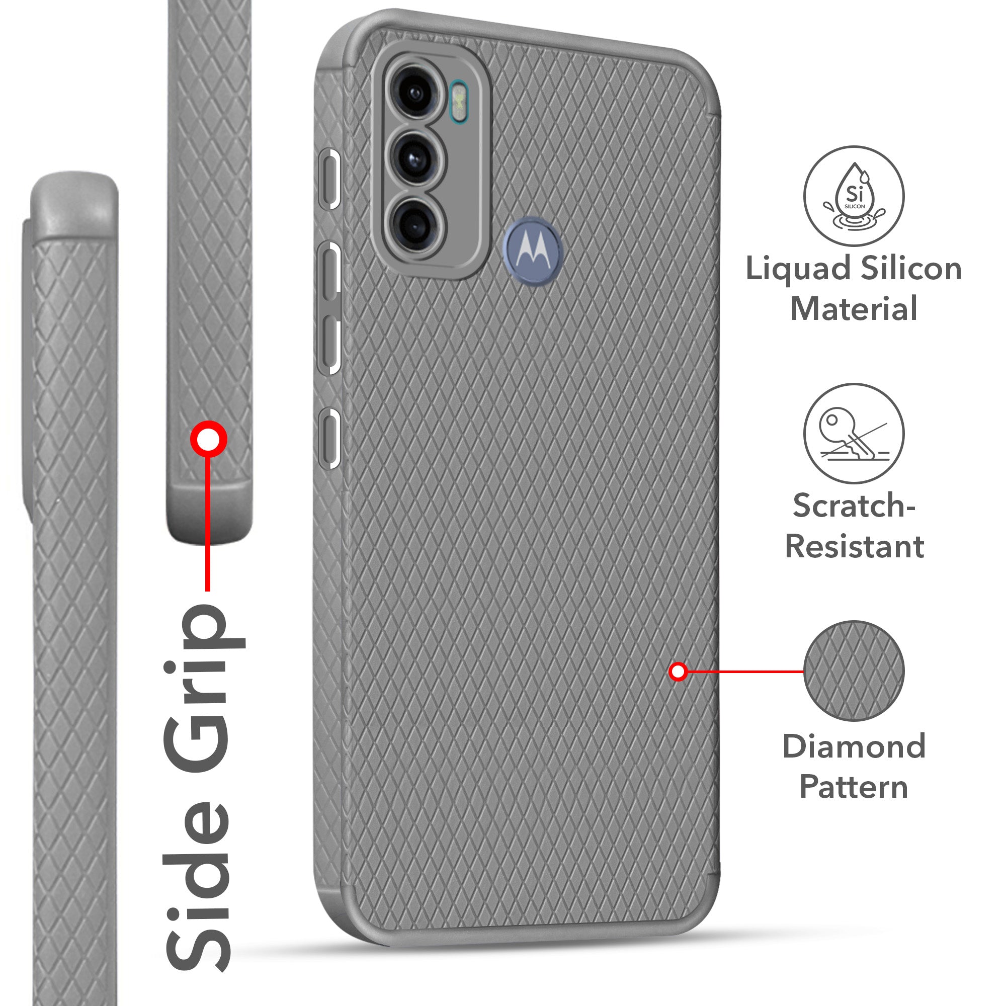 For Motorola Moto G40 Fusion | G60 Back Cover Case (Liquid Silicone | Side Grip | Camera Protection)