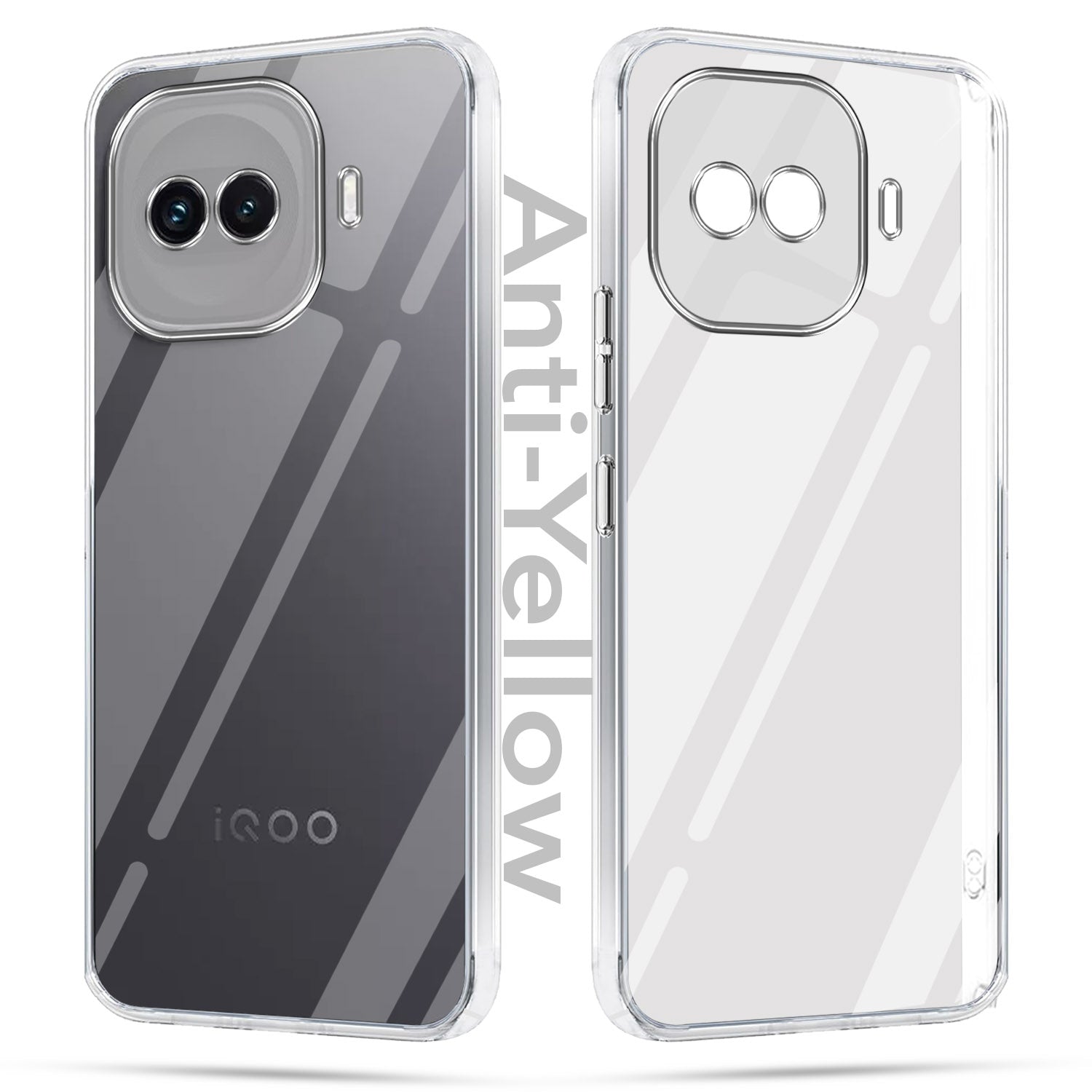 For Vivo iQOO 15R 5G Combo with Back Cover and 9H Tempered Glass (Lifetime Anti-Yellow | Sleek Hard Crystal | Oleophobic Coating Screen Glass)