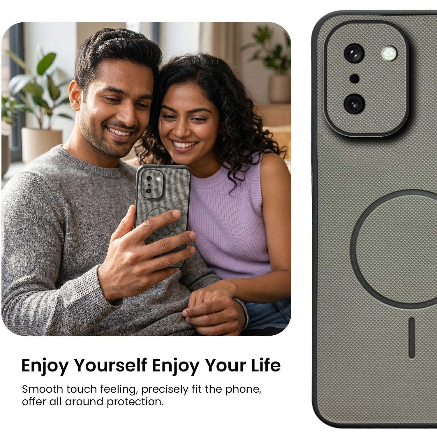 For OnePlus 15R Back Cover Case PU Leather (Texture Grip Design | Professional Minimalist | Camera Protection | Soft and Flexible)