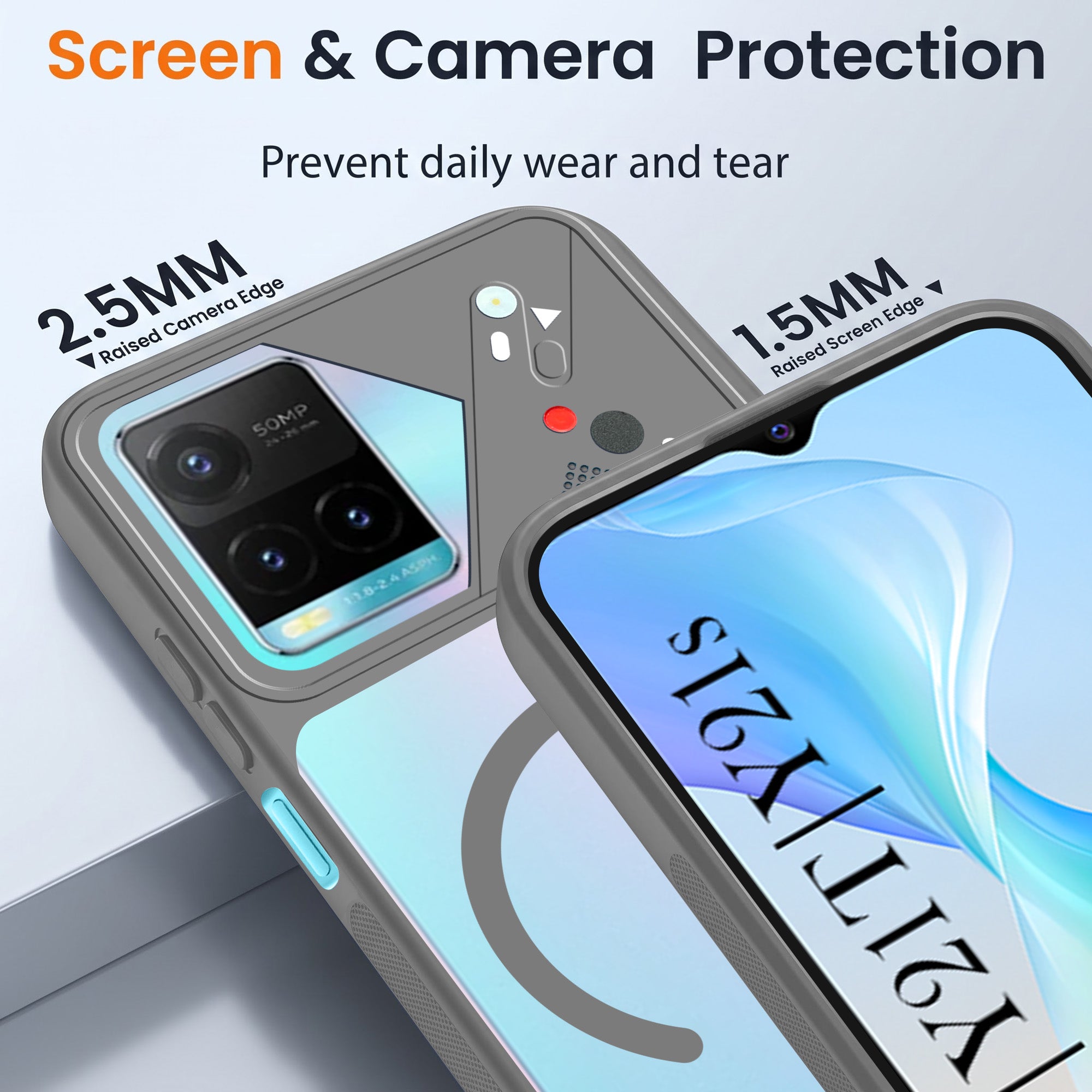 For Vivo Y33T | Vivo Y21T | Vivo Y21s Back Cover Case Lifetime Anti-Yellow Clear (Camera Protection | Side Grip | Wireless MagSafe Compatible)