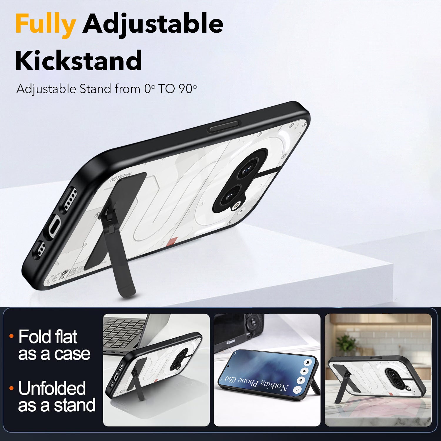For Nothing Phone 2A 5G Back Cover Case (Built-in Stand | Lifetime Anti Yellow | Kickstand Shockproof | Camera Protection | MagSafe Compatible)