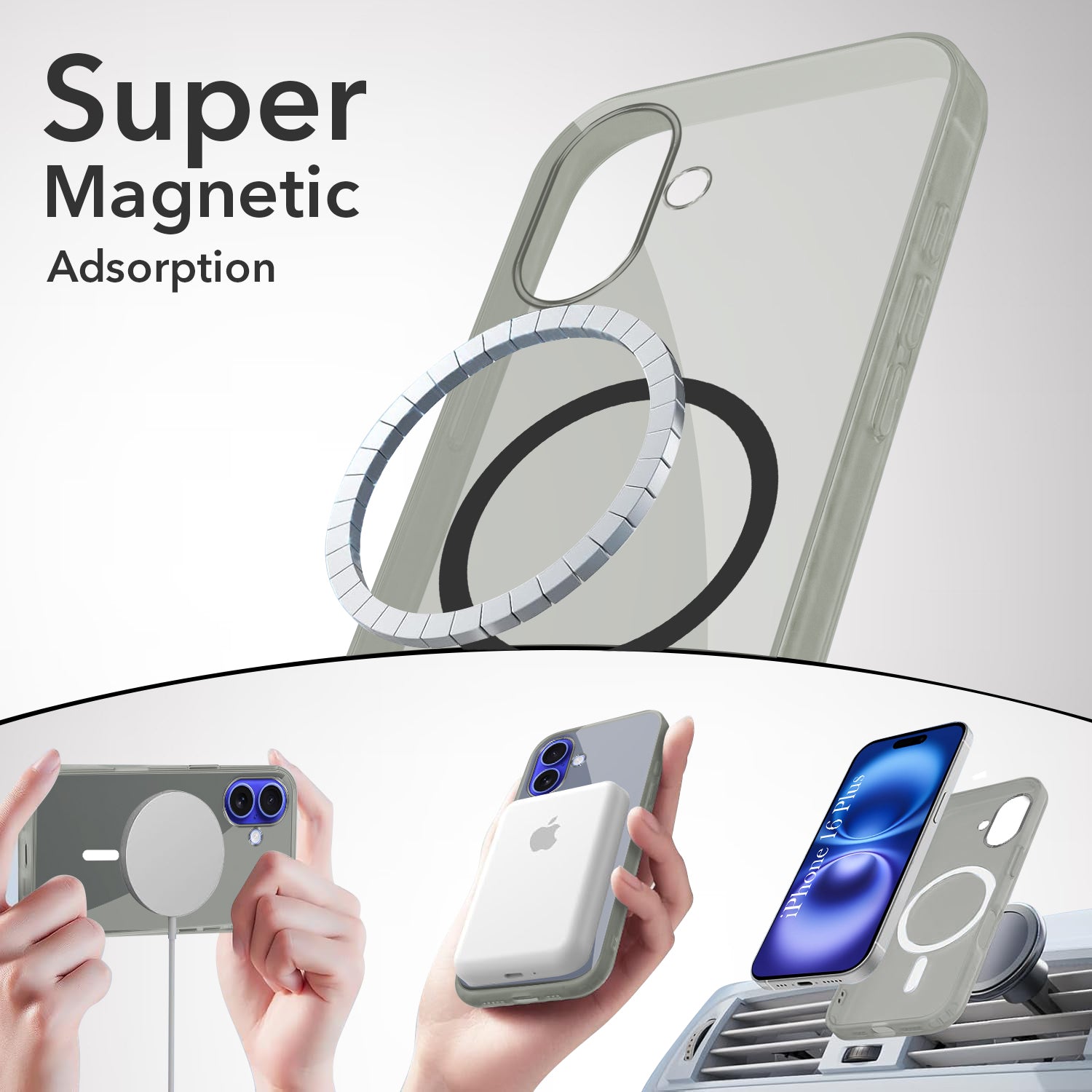 For Apple iPhone 16 Plus Back Case Cover Lifetime Anti-Yellow MagSafe Compatible Clear (Sleek Hard Crystal | Camera Protection and Shockproof)