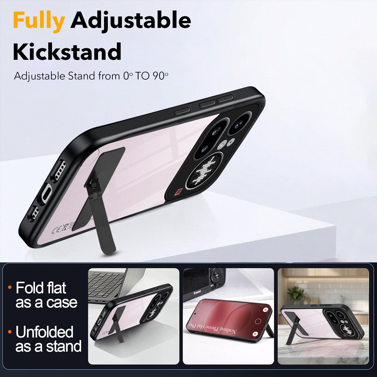 For Nothing Phone 4A Pro 5G Back Cover Case (Built-in Stand | Lifetime Anti Yellow | Kickstand Shockproof | Camera Protection | MagSafe Compatible)