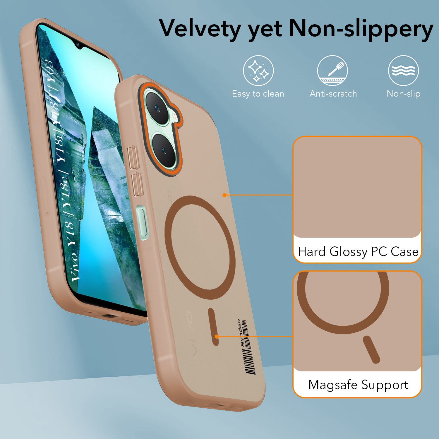 For Vivo Y18 | Y18e | Y03 | Y18i | Y18t Back Cover Case (Soft Touch | Camera Bump Protection | MagSafe Compatible | Matte Finish)