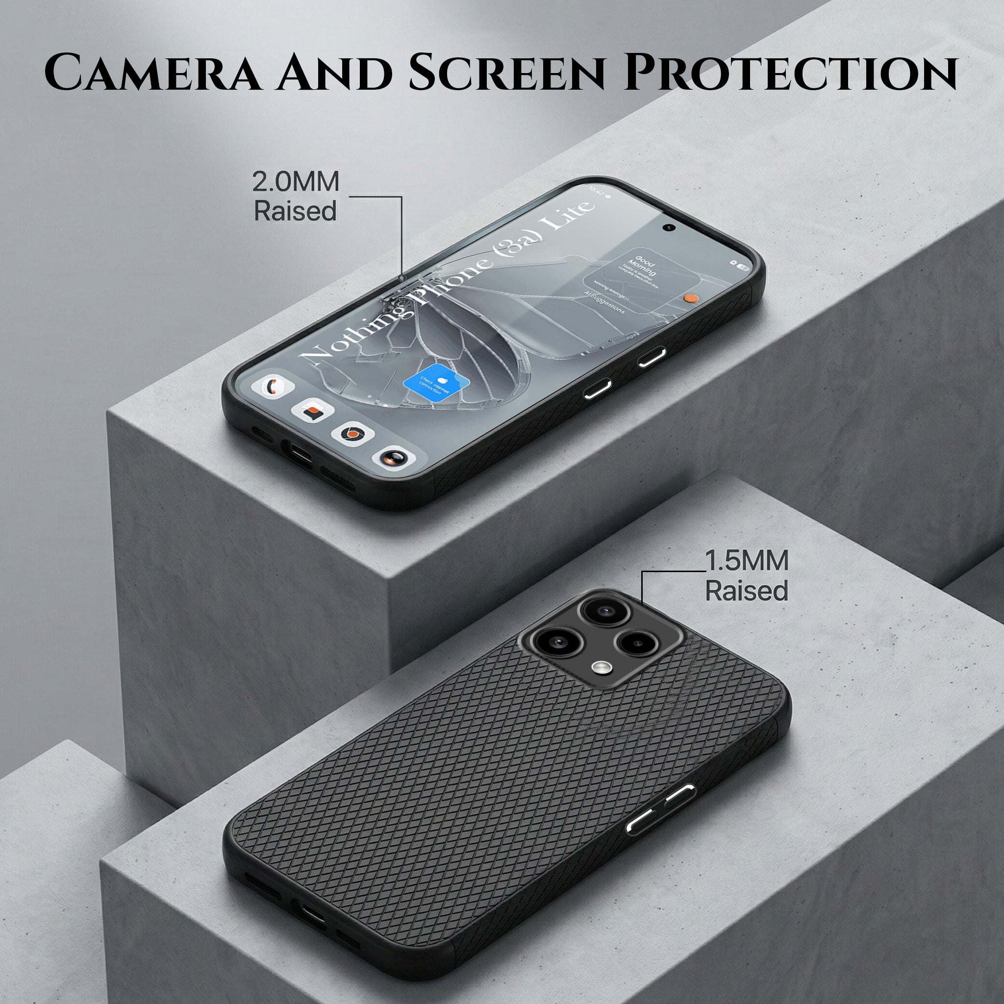 For Nothing Phone 3A Lite Combo with Back Cover and 9H Tempered Glass (Liquid Silicone | Camera Protection | Oleophobic Coating Screen Glass)