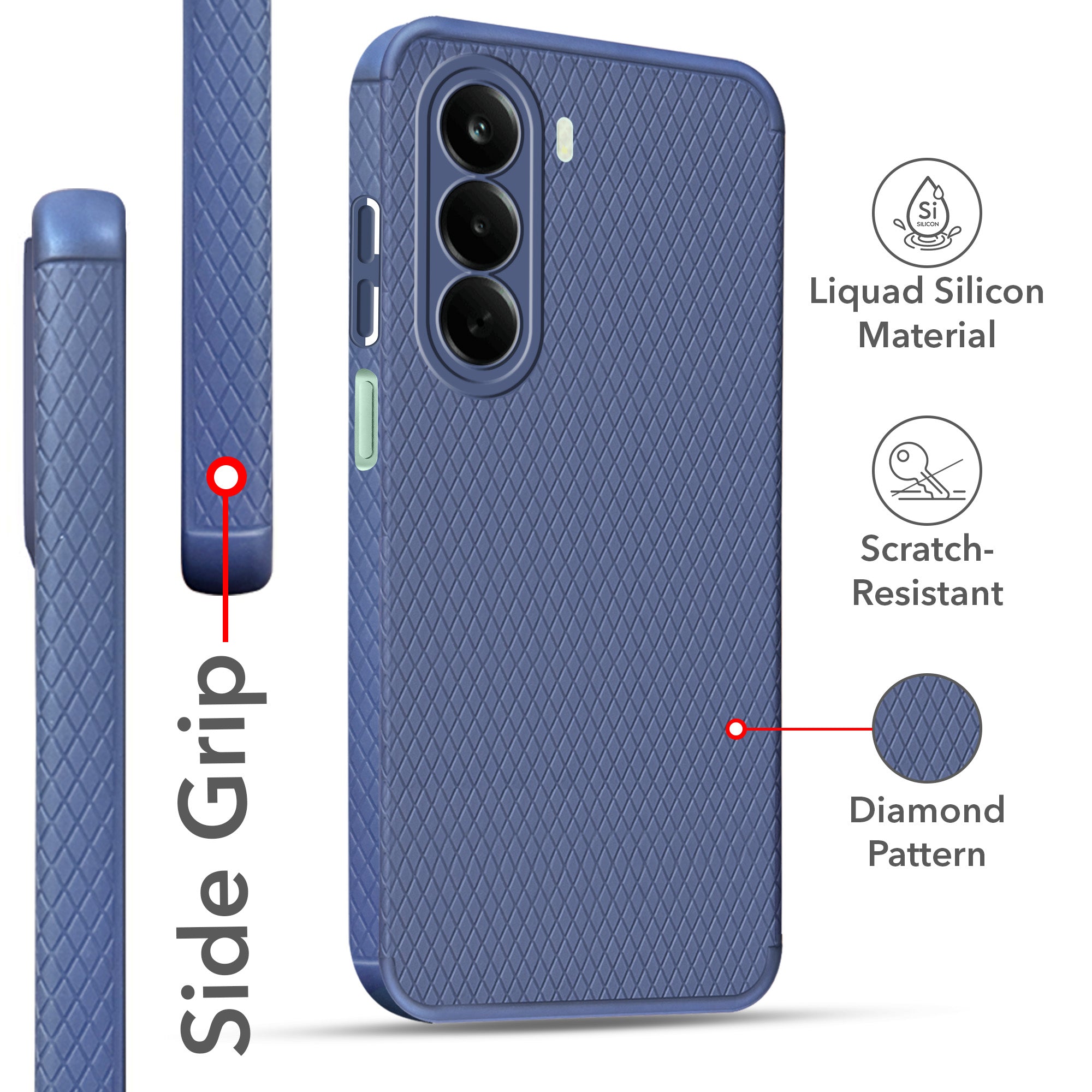 For OnePlus Nord CE 6 Lite Back Cover Case Liquid Silicone (Camera Protection | Side Grip Texture | Soft and Flexible)