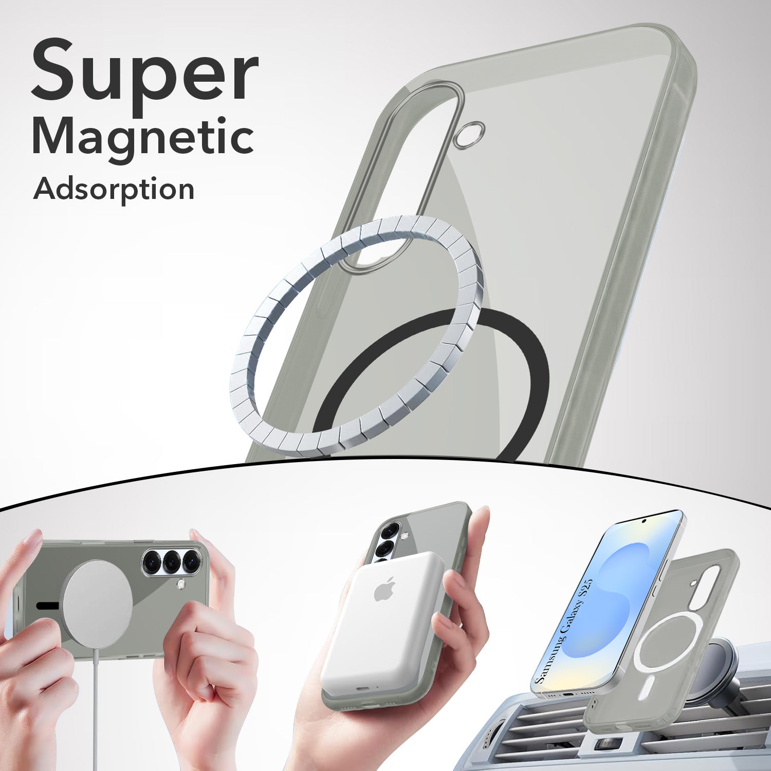 For Samsung Galaxy S25 Back Cover Case Lifetime Anti-Yellow MagSafe Compatible Clear (Sleek Hard Crystal | Shockproof and Camera Protection)