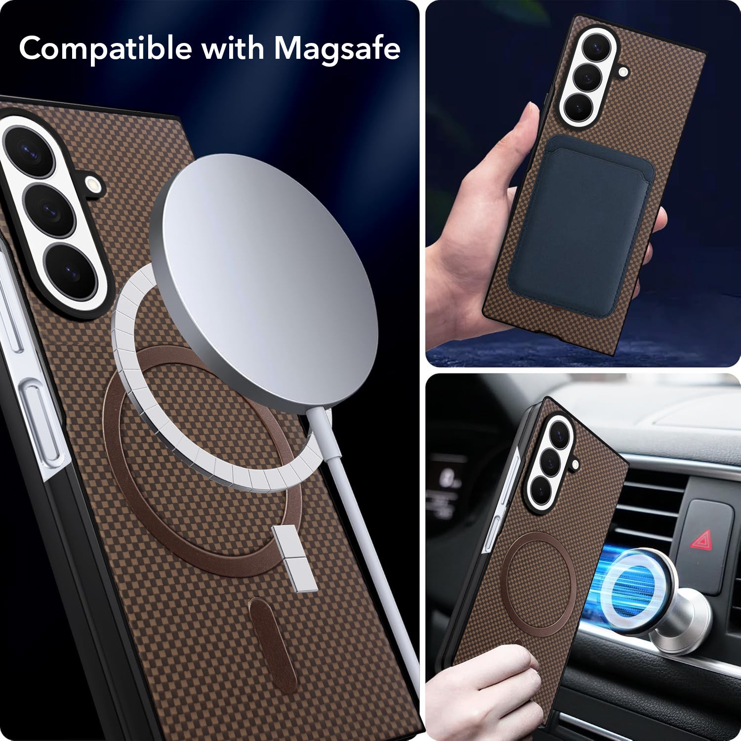 For Samsung Galaxy Z Fold 8 Ultra Back Case Cover (MagSafe Wireless Charging Compatible | Hexa Leather Finish | Inside Microfiber Cloth)