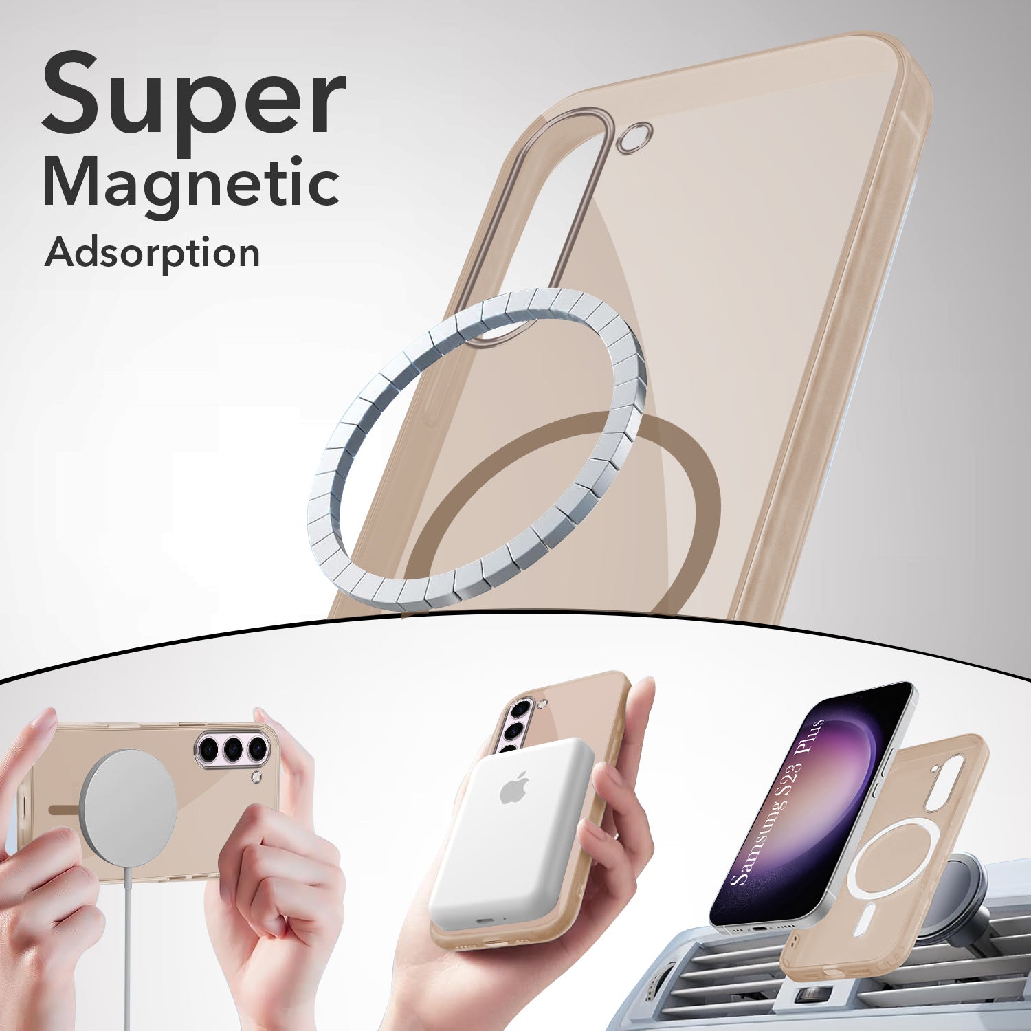 For Samsung Galaxy S23 Plus Back Cover Case Lifetime Anti-Yellow MagSafe Compatible Clear (Sleek Hard Crystal | Shockproof and Camera Protection)