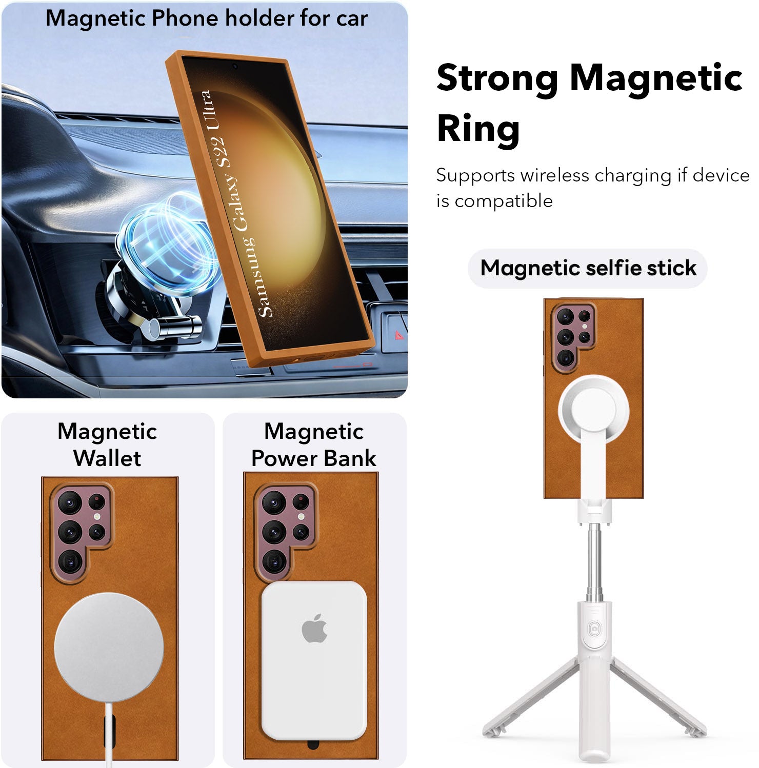 For Samsung Galaxy S22 Ultra 5G Back Cover Case Leather Finish (MagSafe Compatible Wireless Charging | Soft Touch | Camera Bump Protection)