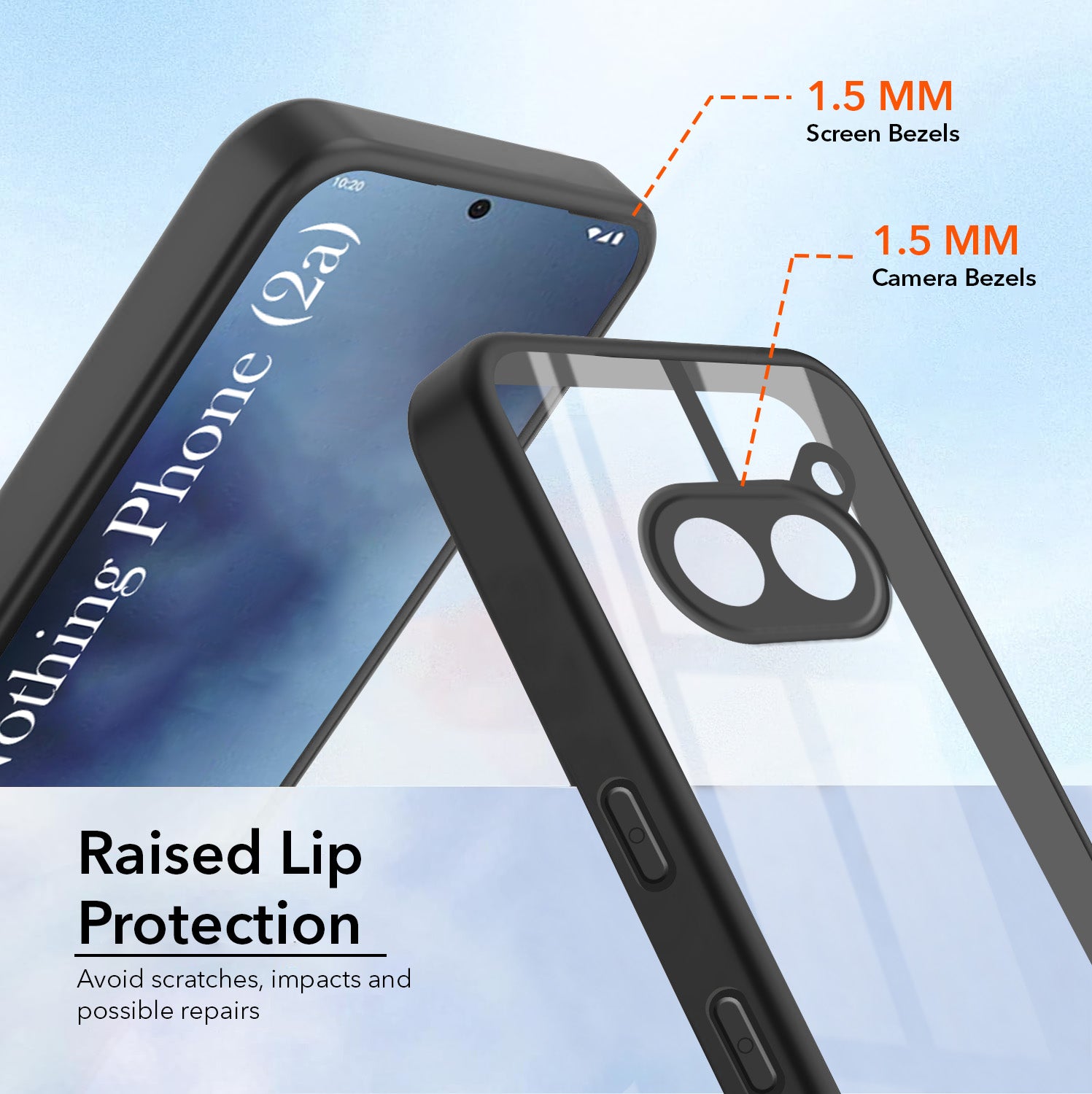 For Nothing Phone 2A 5G Combo with Back Cover and 9H Tempered Glass (Lifetime Anti-Yellow | Crystal Clear Shockproof | Oleophobic Coating Screen Glass)