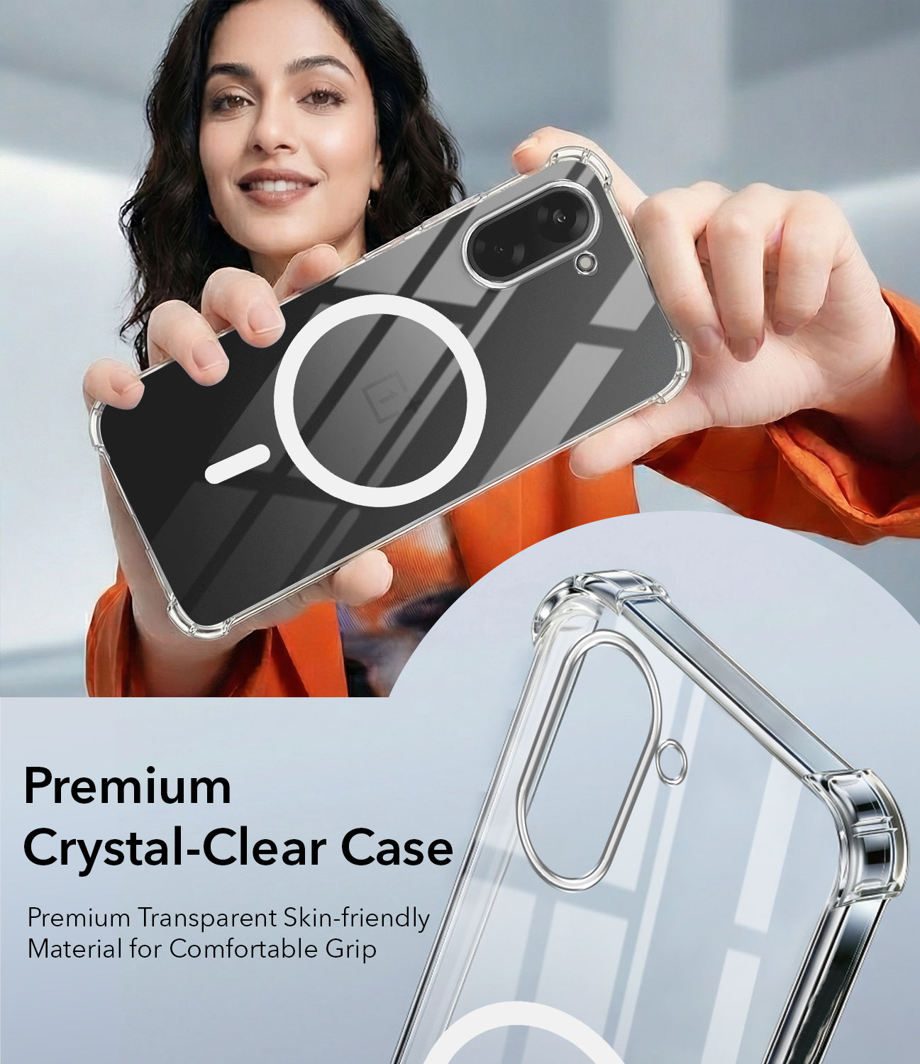 For Oneplus Nord CE 5 Back Cover Shockproof Crystal-Clear (Magsafe Wireless Support | Drop & Camera Protection | Hard Polycarbonate)